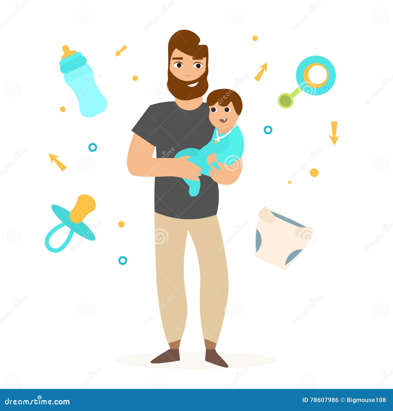 Download Father With Little Baby. Vector Stock Vector - Illustration of background, concept: 78607986