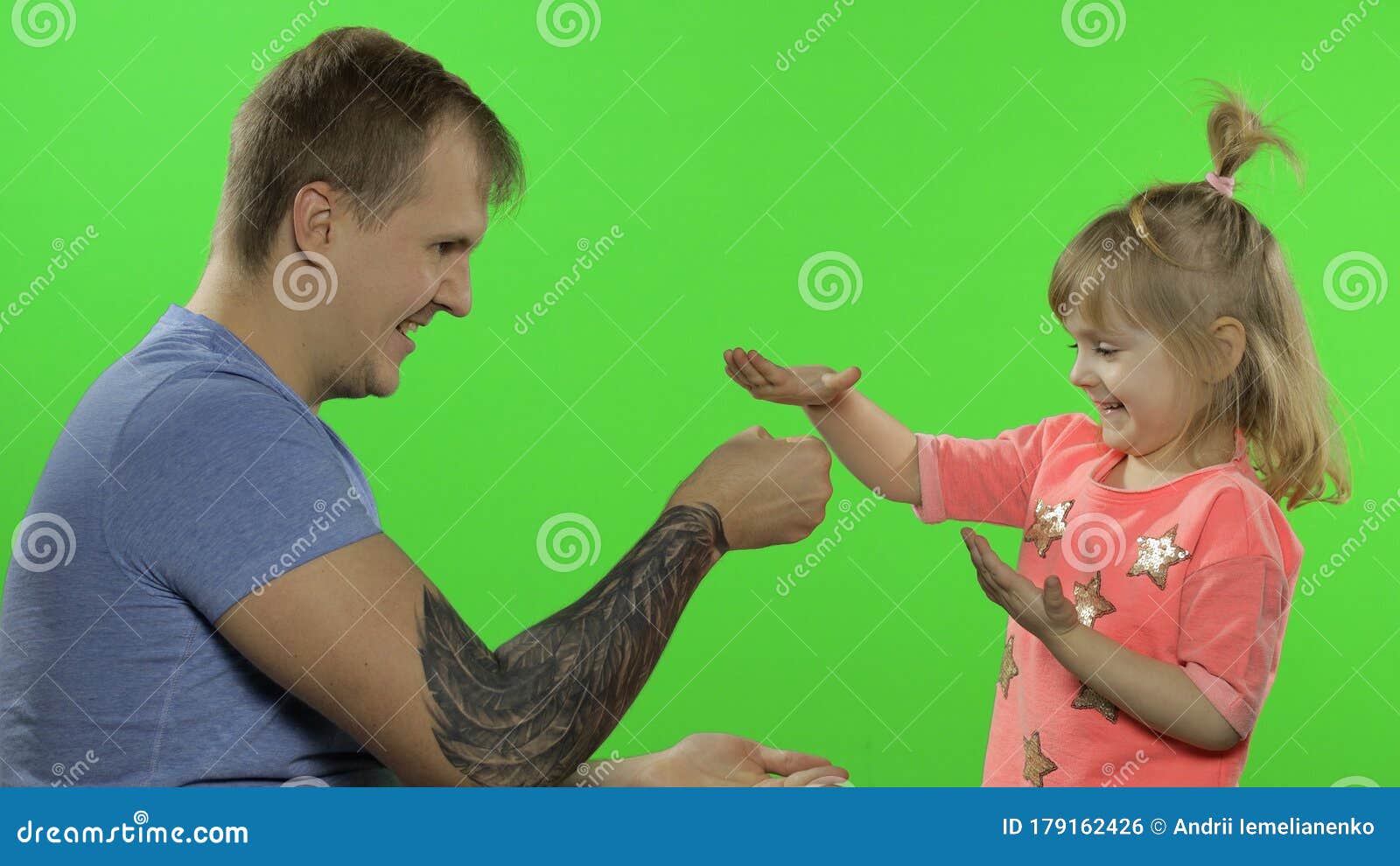 Father and Little Daughter Playing Rock Paper Scissors. Chroma Key. Leisure  Game Stock Photo - Image of daddy, parent: 179162426