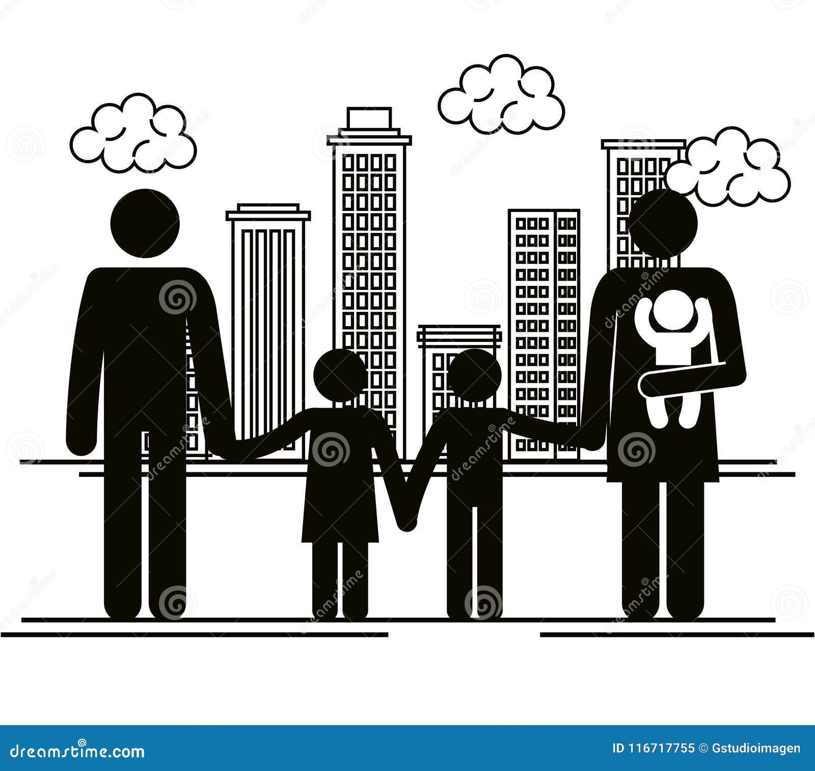 Download Father And Mother With Kids Silhouettes Stock Vector ...