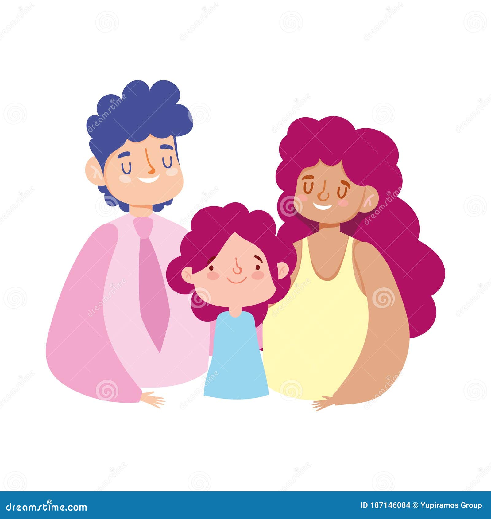 Father Mother Little Son Boy Character Cartoon, Family Day Stock Vector