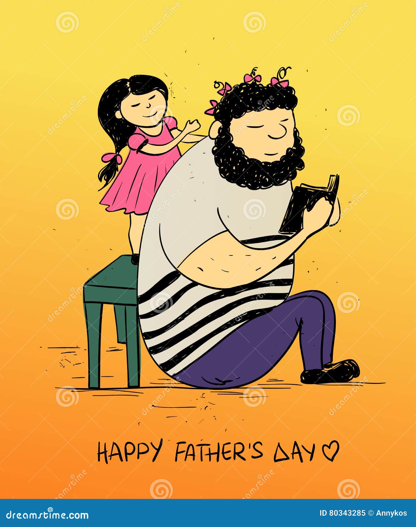Father`s Day Card with Daughter Playing with Dad. Stock Vector -  Illustration of care, hairstyle: 80343285