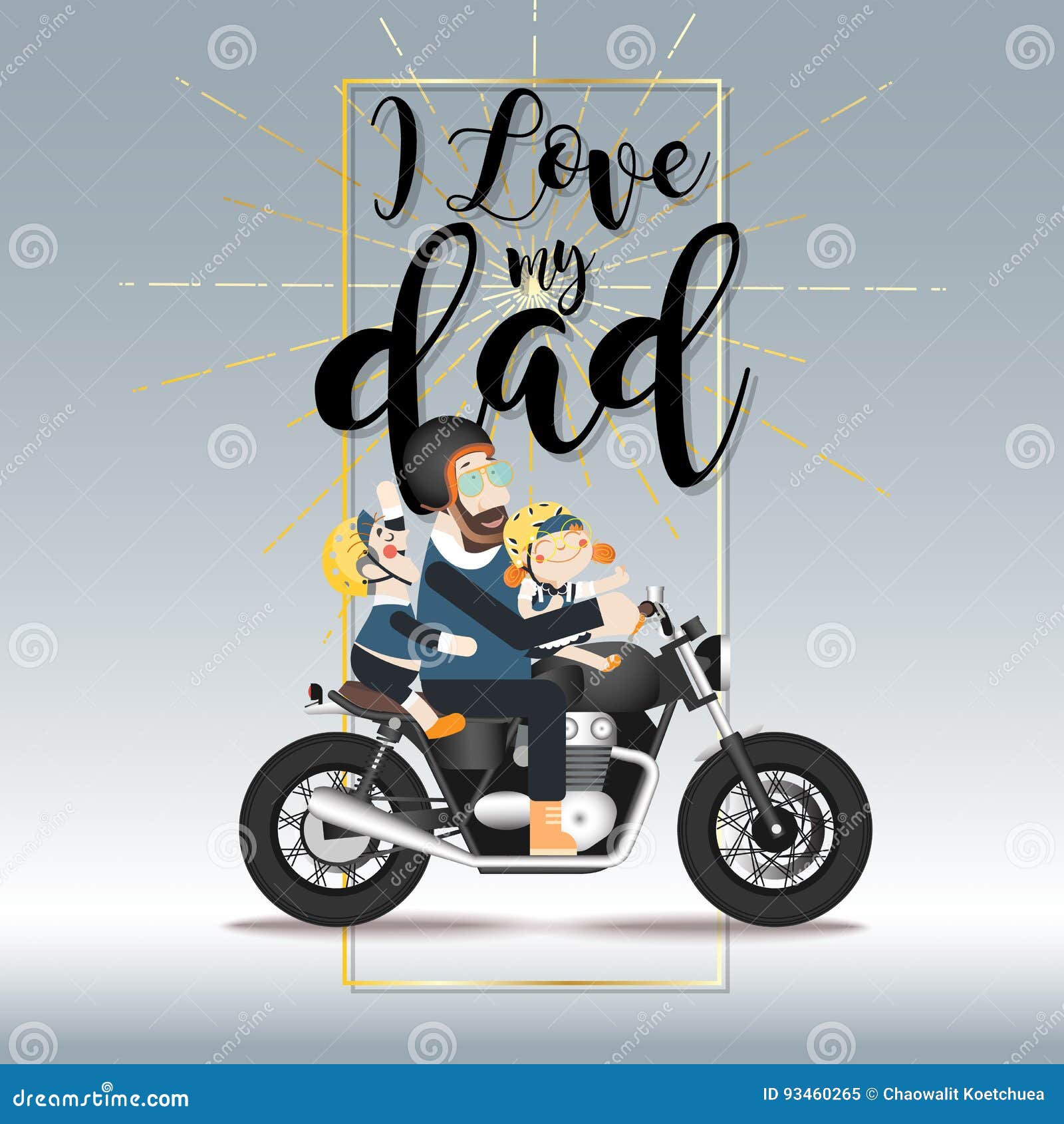 Download Father`s Day, Dad Riding A Motorcycle With His Son And ...