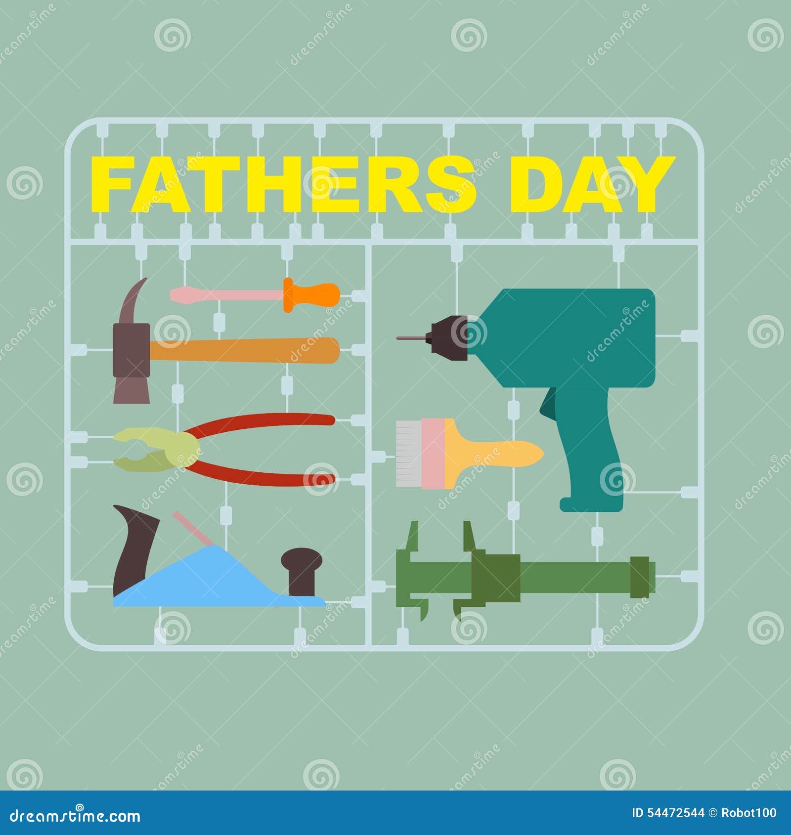 Download Fathers Day. A Set Of Tools For Men: Drill And Hammer ...
