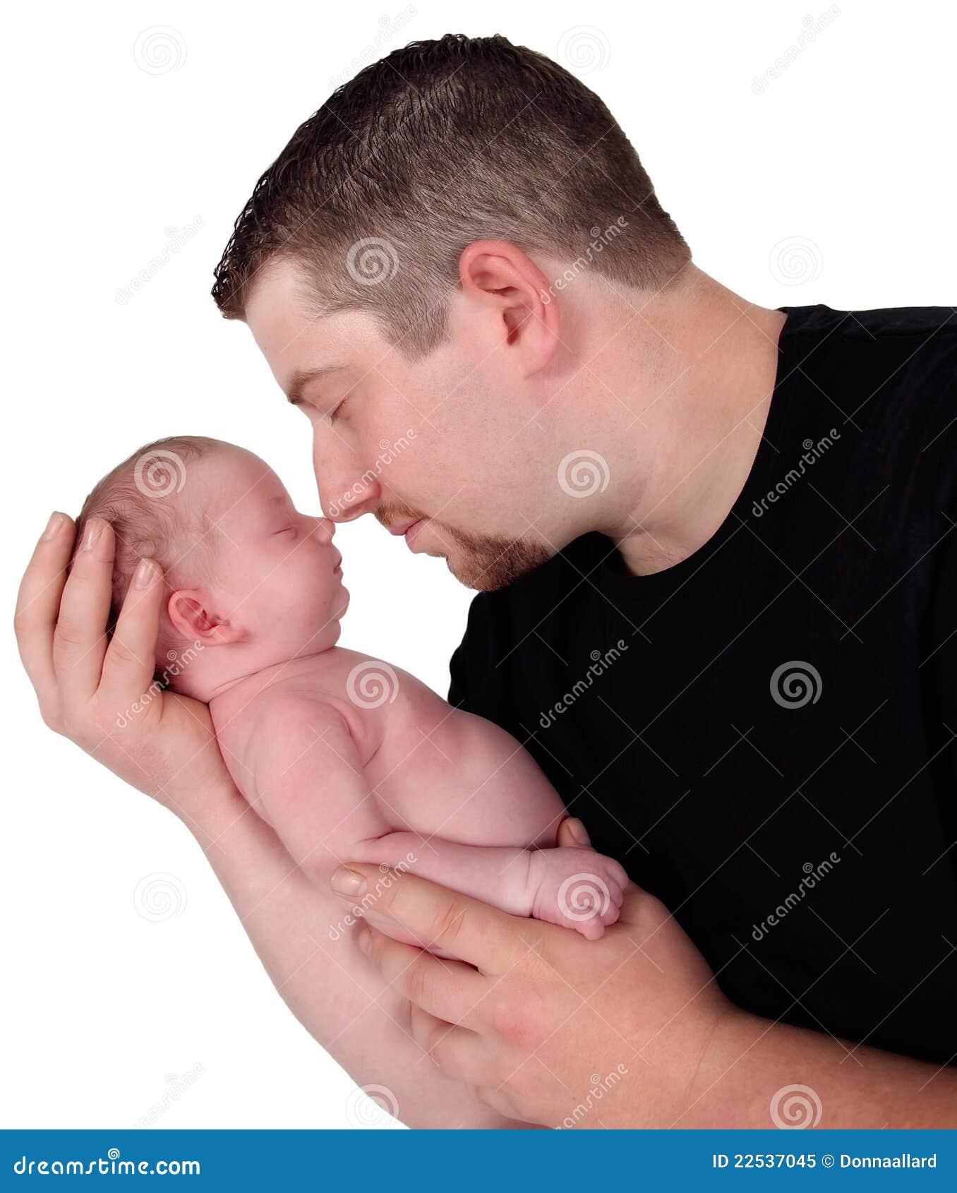 Father Snuggling His Newborn Isolated Stock Image Image Of Baby