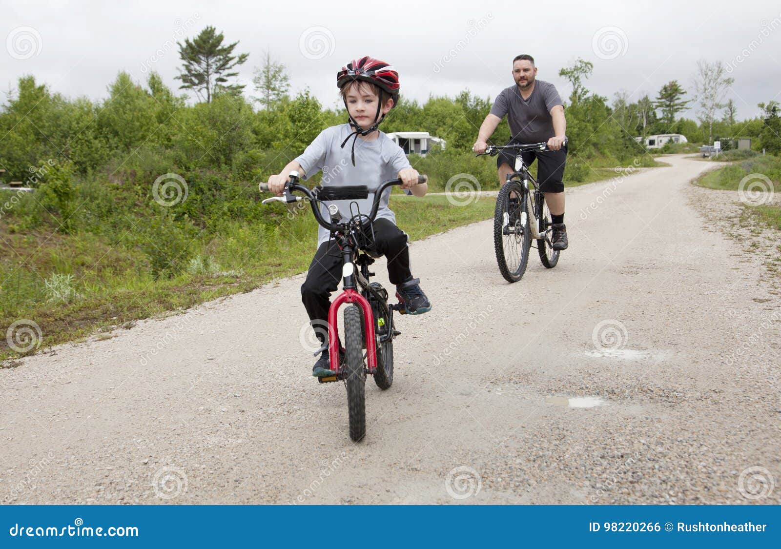 Download Father and son on bikes stock photo. Image of exercise ...