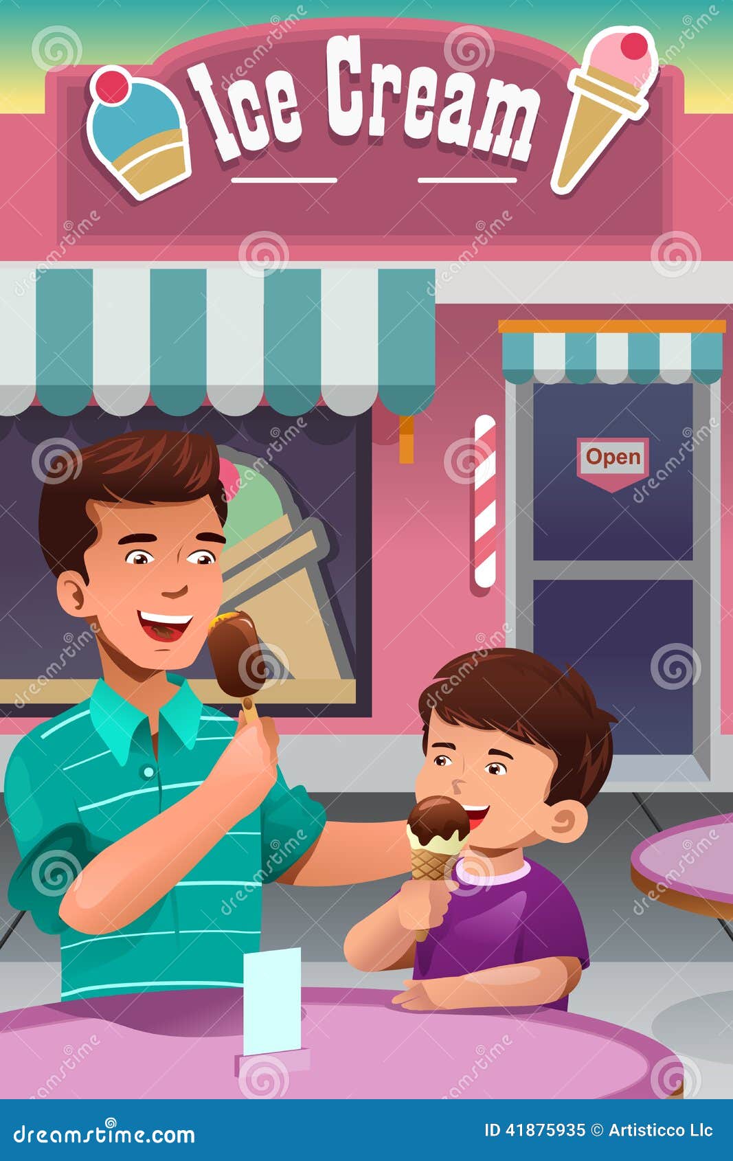 Father and Son Eating Ice Cream Stock Vector Illustration of clipart