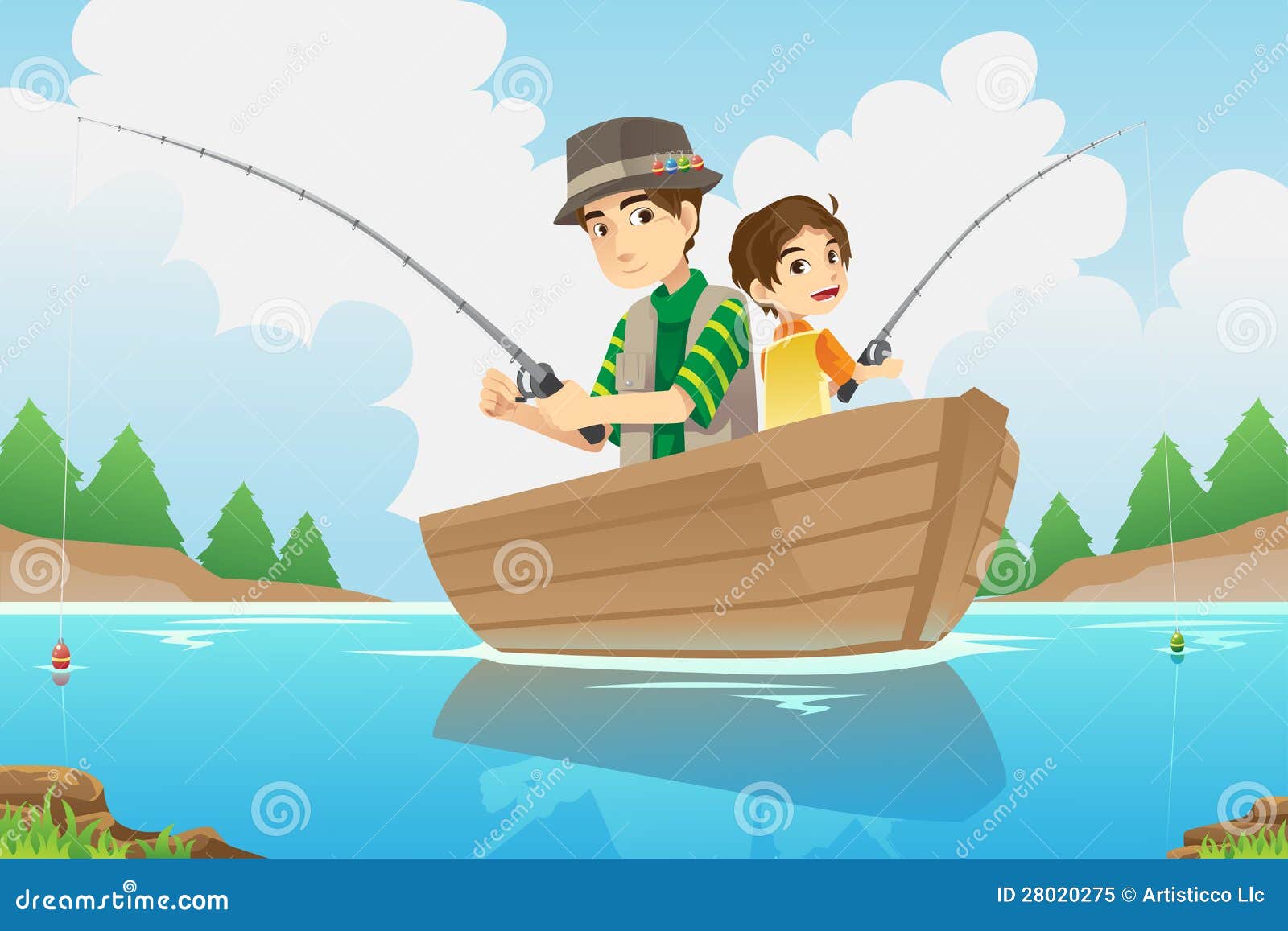 Father Son Fishing Stock Illustrations – 693 Father Son Fishing