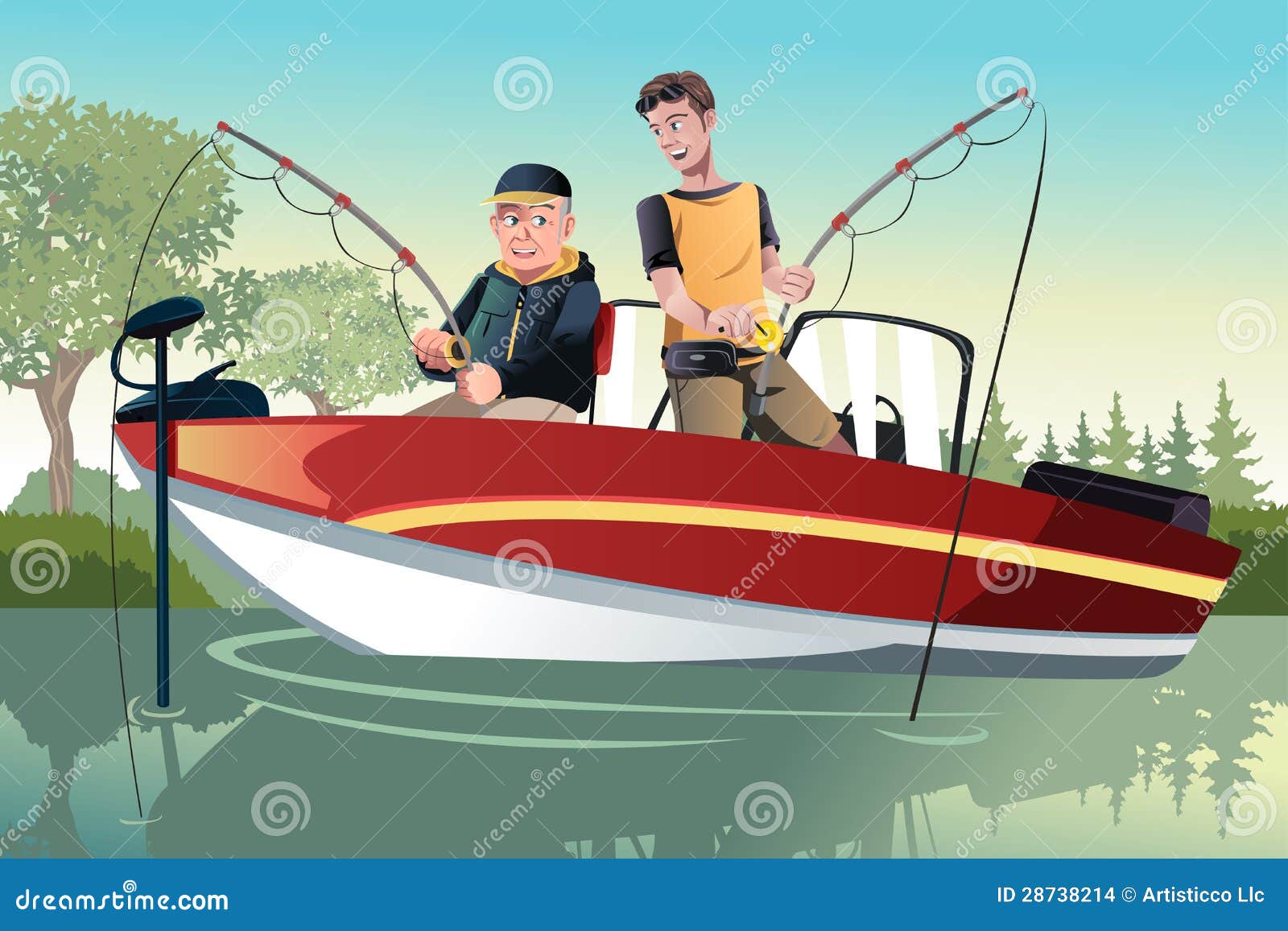 Download Father and son fishing stock vector. Illustration of bait ...