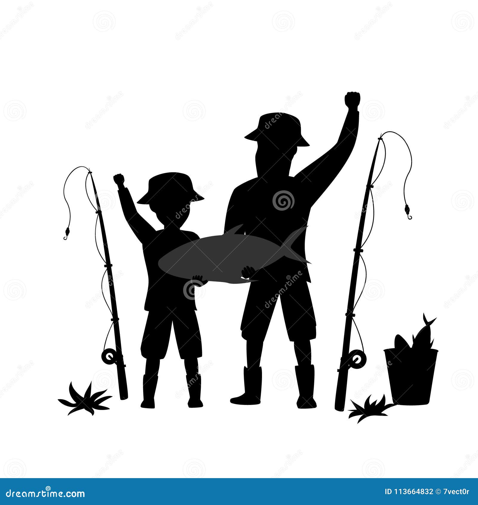 Download Father And Son Fishing Cartoon Vector Illustration ...