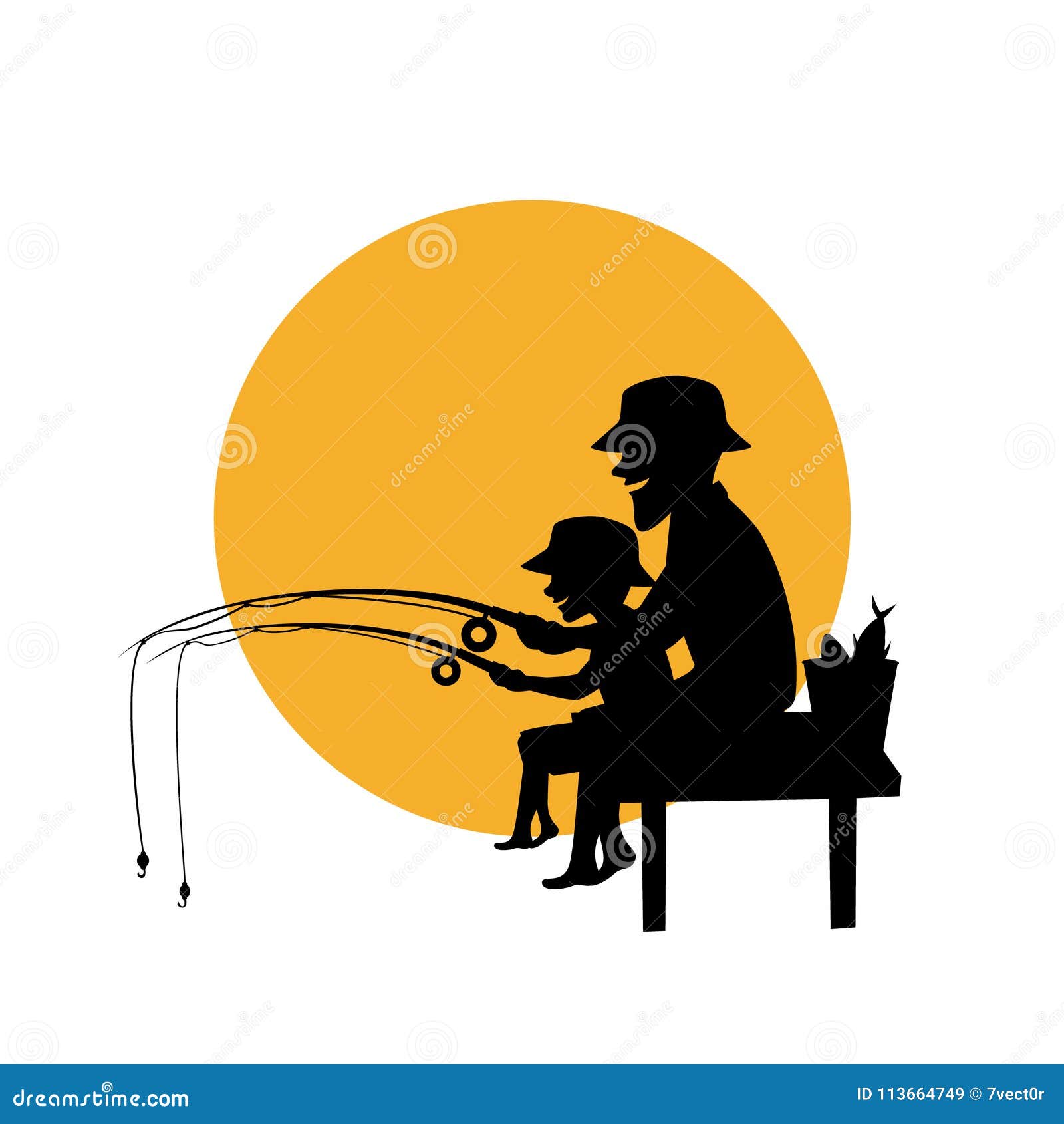 Father Son Fishing Silhouette Stock Illustrations – 89 Father Son