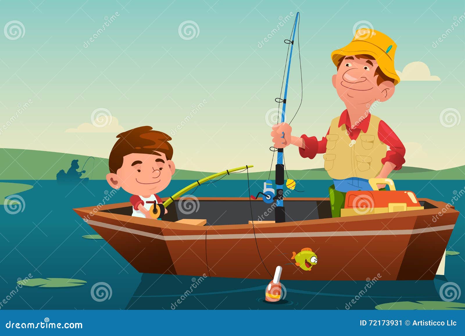Download Father Son Fishing stock vector. Illustration of family - 72173931