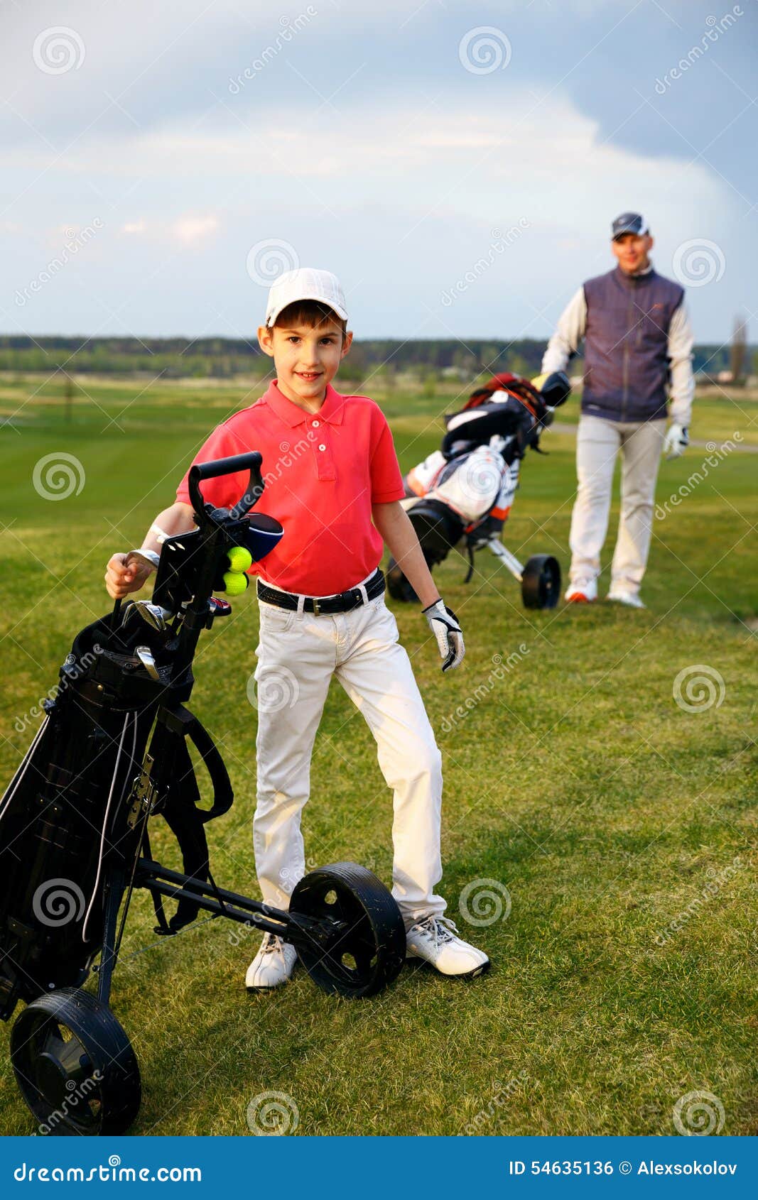 Father with son at golf stock photo. Image of club, practise 54635136