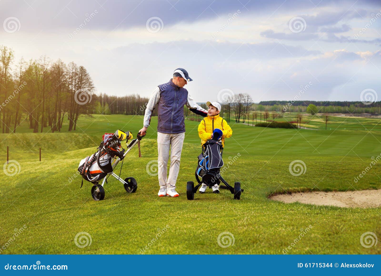 Father with son at golf stock photo. Image of practise - 61715344