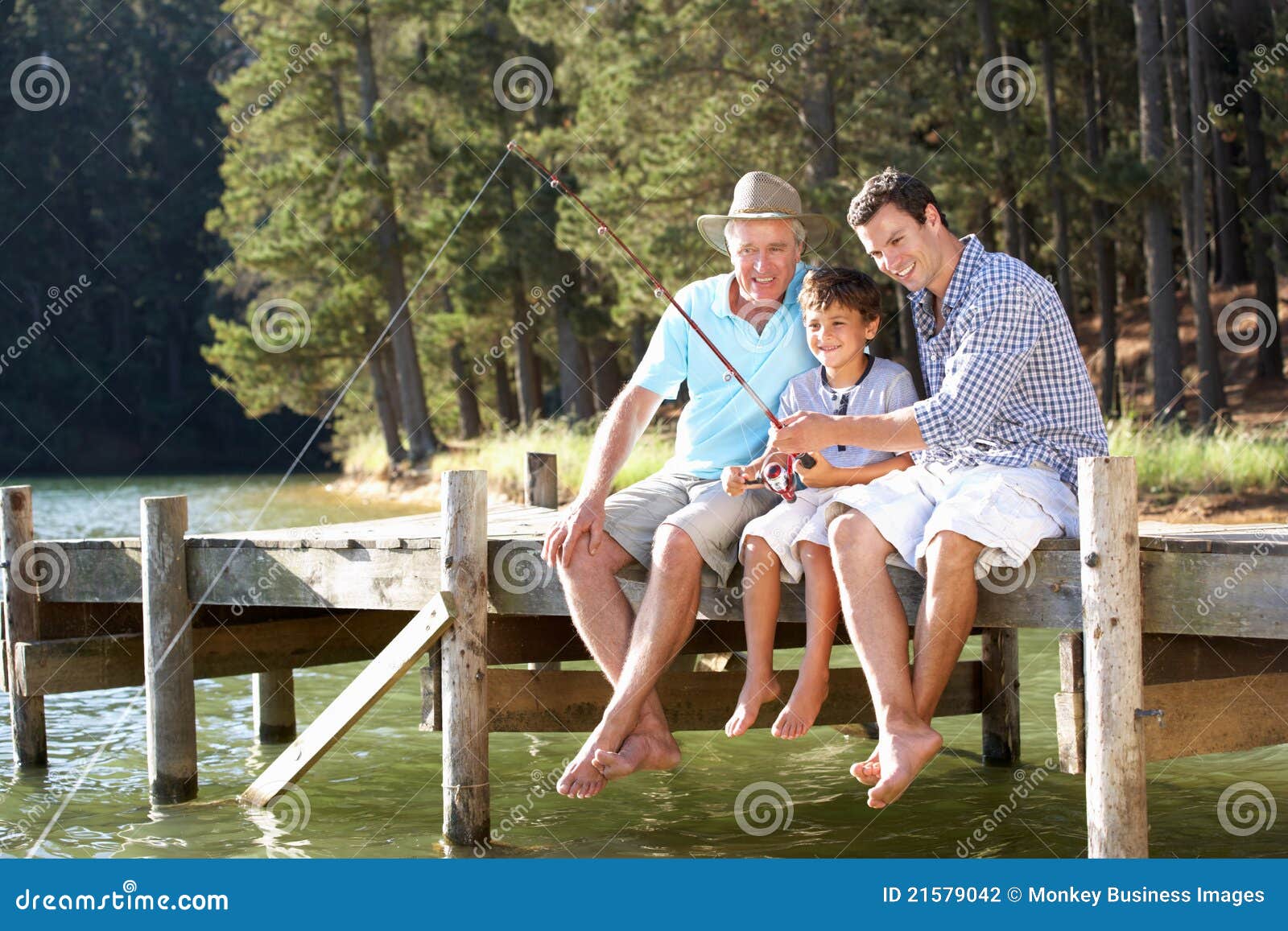father,son and grandson fishing together