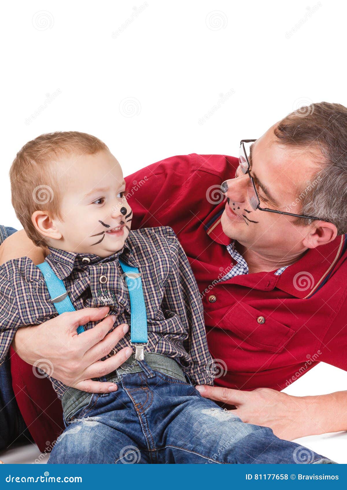 Father And Son Kid With Cat Makeup. Humor, Fun, Happy Childhood. Stock  Photo - Image Of Family, Childhood: 81177658