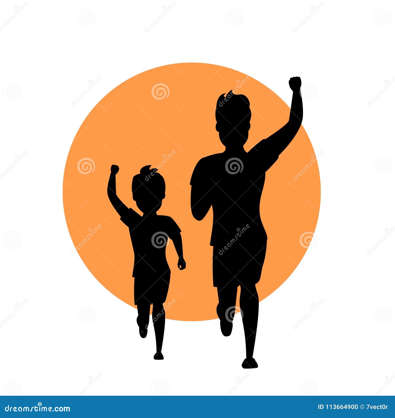 Boy growing up to Man silhouettes Stock Illustration