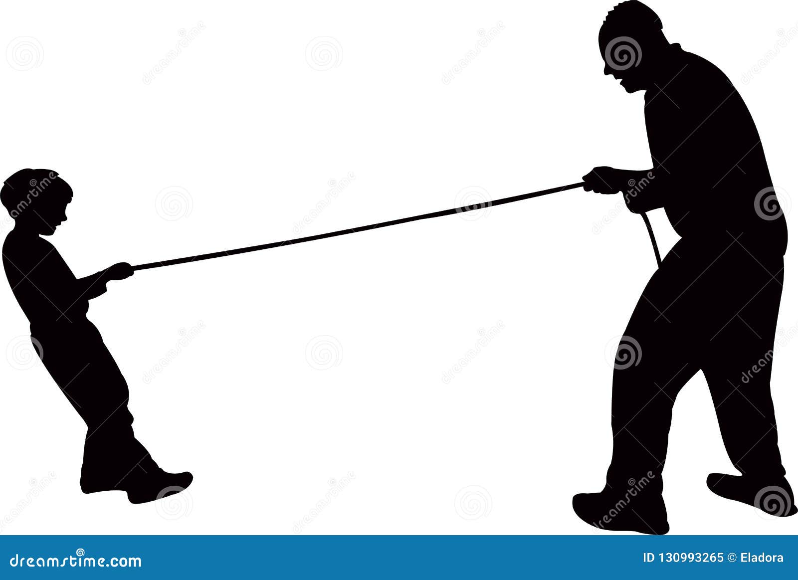 Download A Father And Son Playing Tug Of War, Silhouette Vector ...