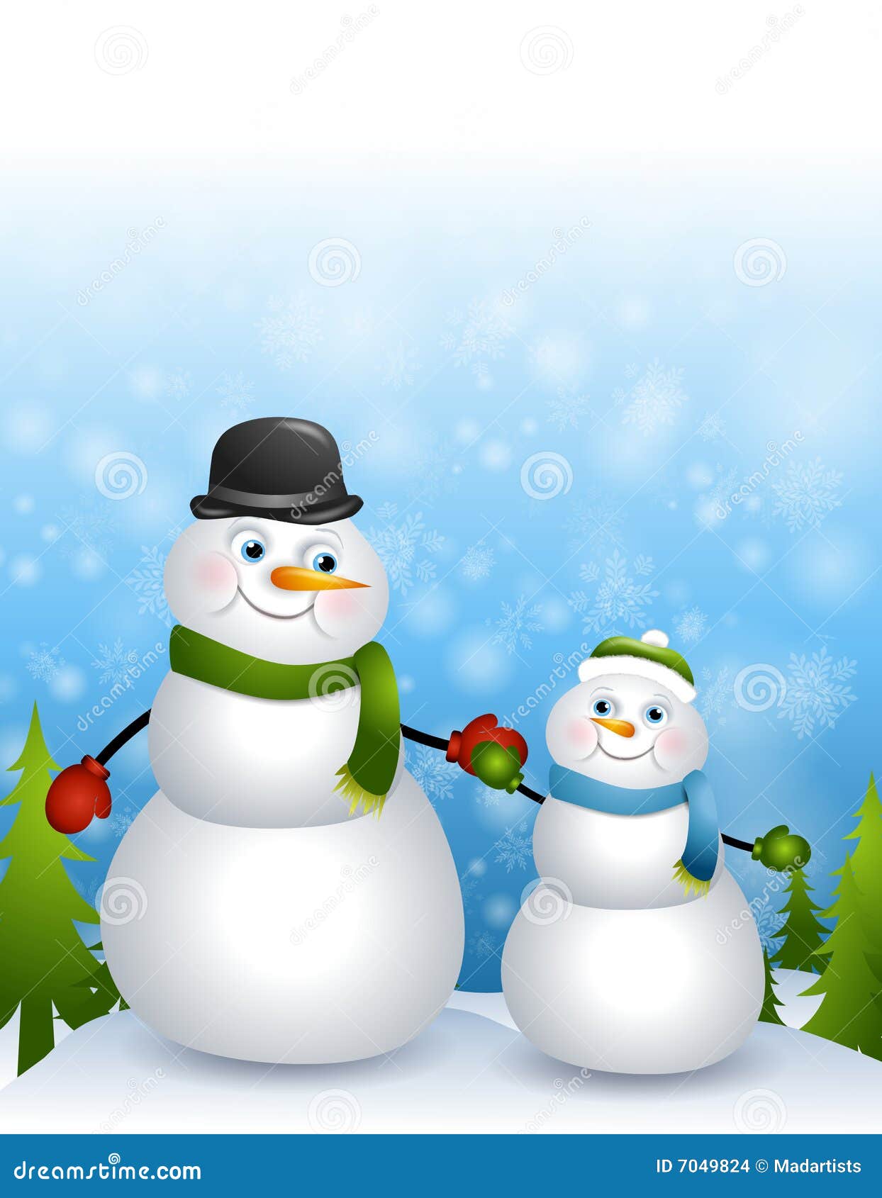 Father Son Snowmen stock illustration. Illustration of together 7049824