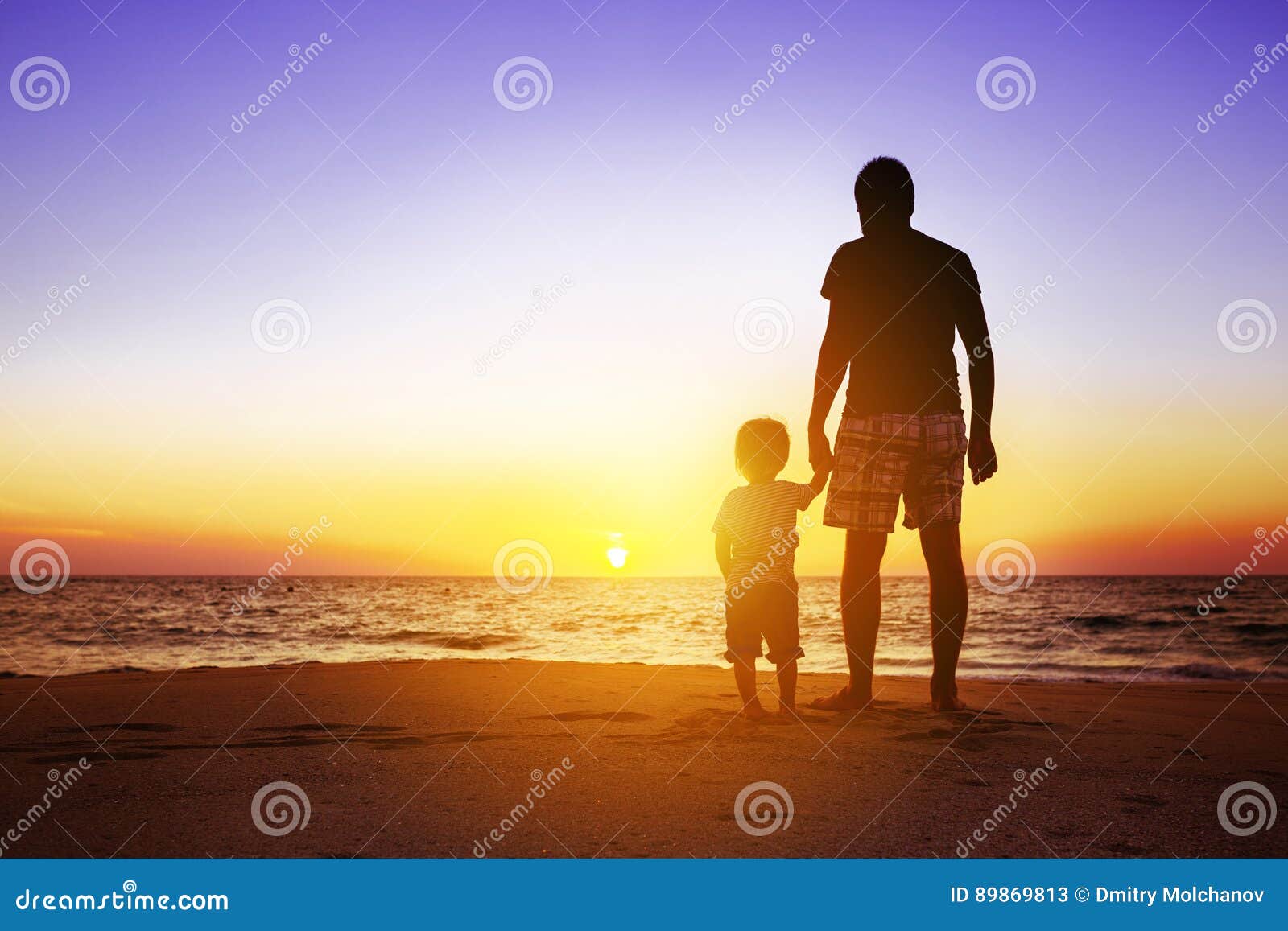 Father And Son At Sunset Beach Stock Image Image Of Outside Adult 89869813 