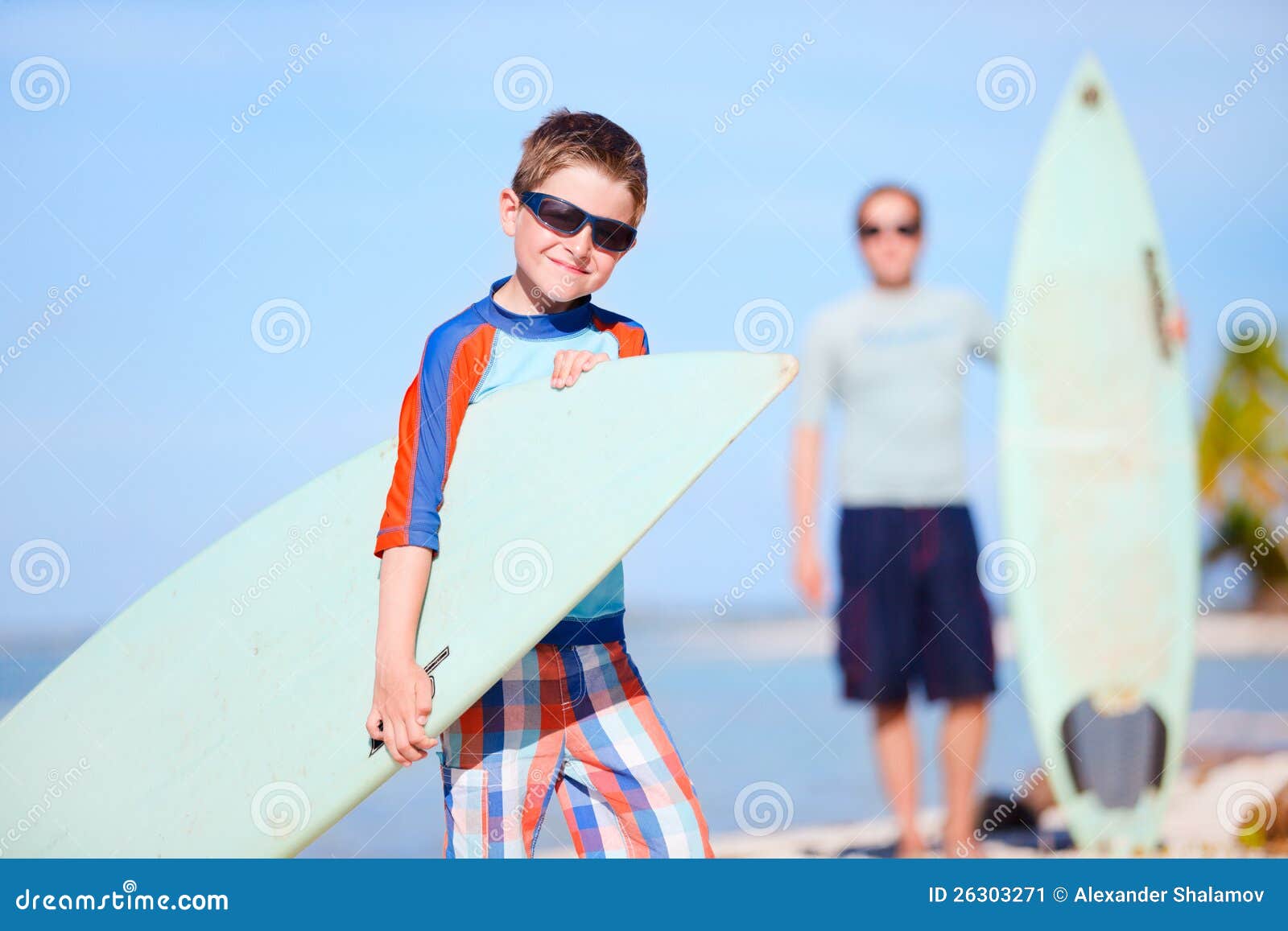 Father and Son with Surfboards Stock Image - Image of activity, healthy ...
