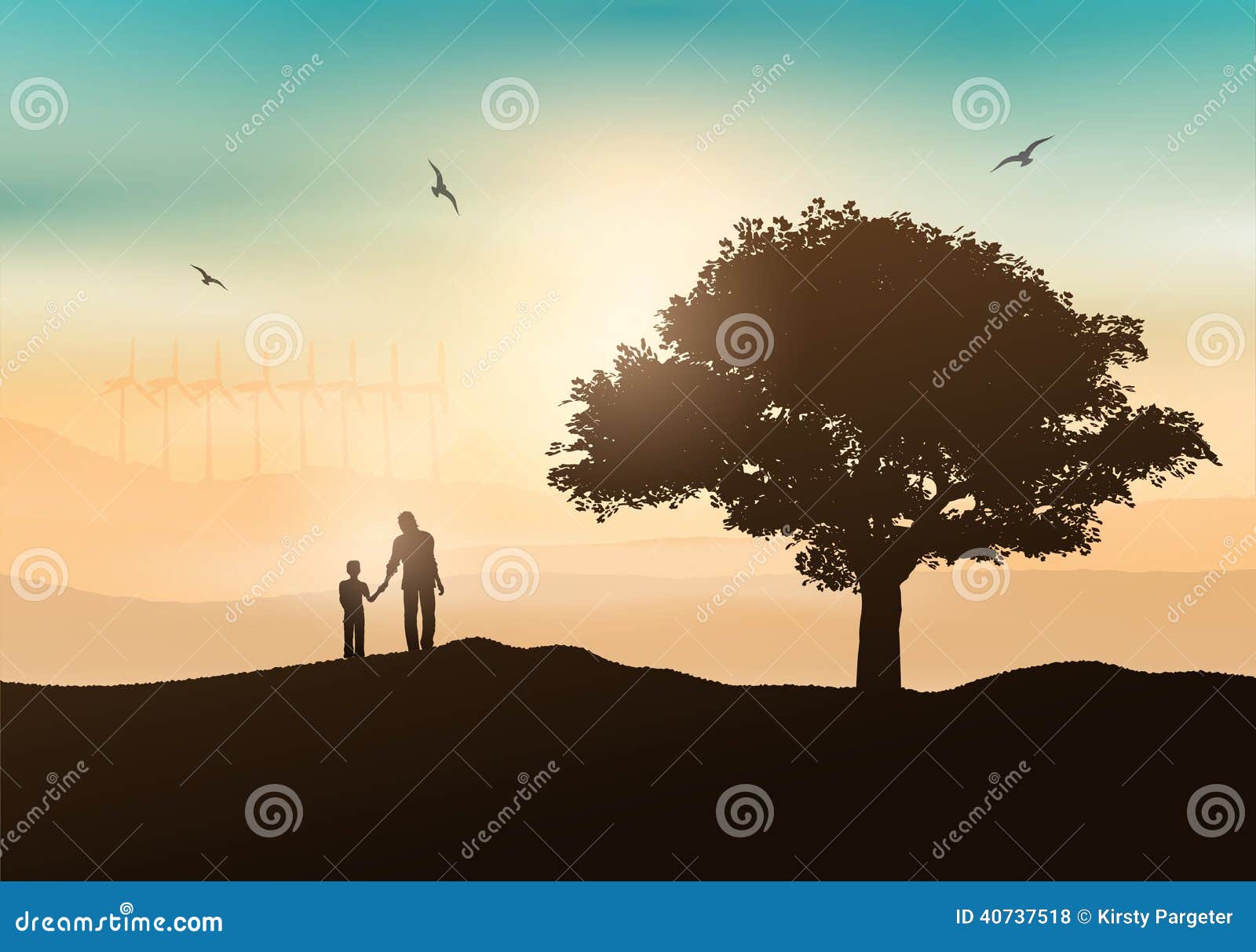 Download Father And Son Walking In Countryside Stock Vector ...