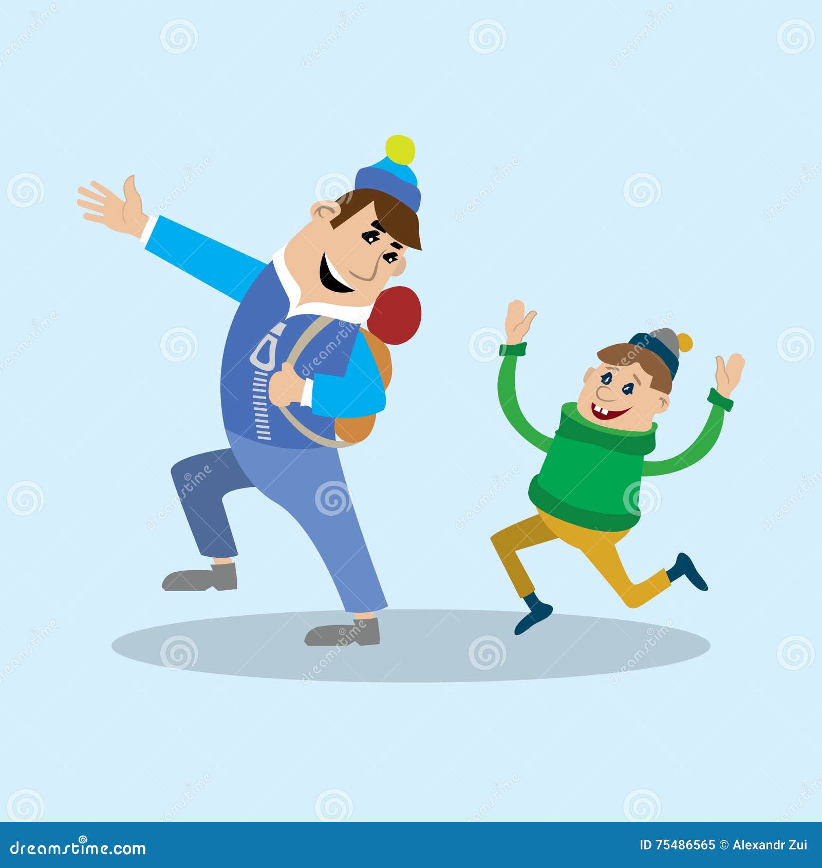Download Father and son walking stock vector. Illustration of back - 75486565