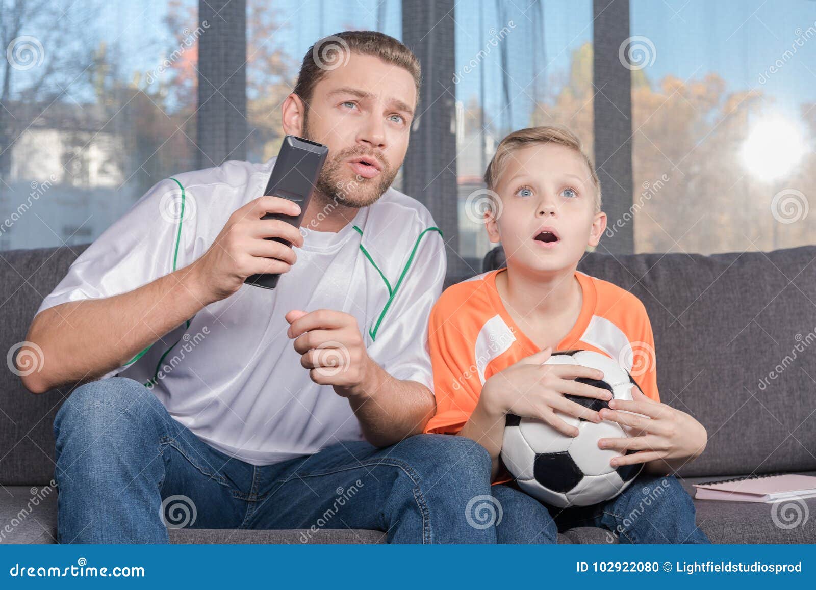 Father and Son Watching Soccer Match Stock Photo - Image of match