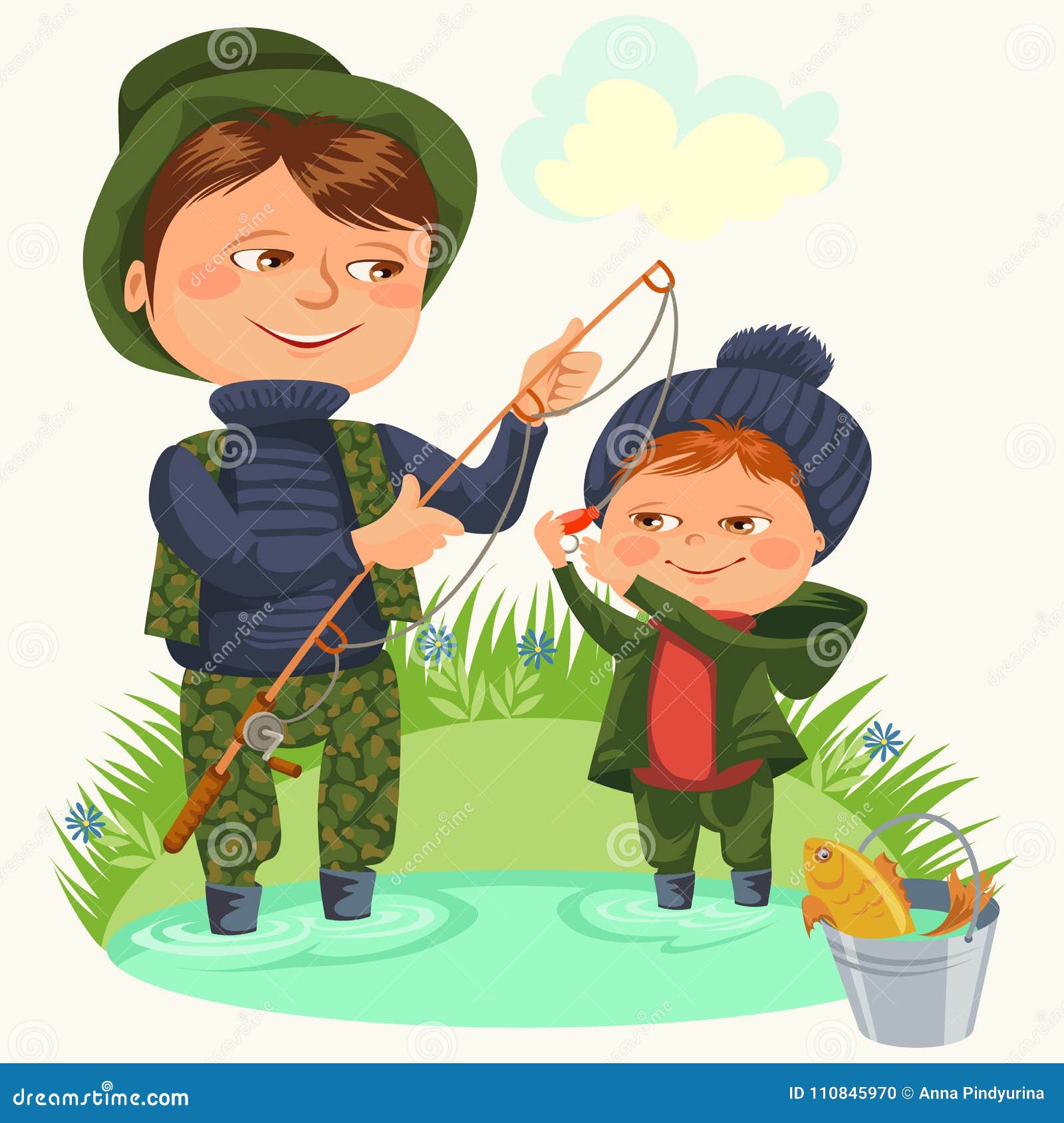109 Father Fishing Kids Stock Illustrations, Vectors & Clipart - Dreamstime