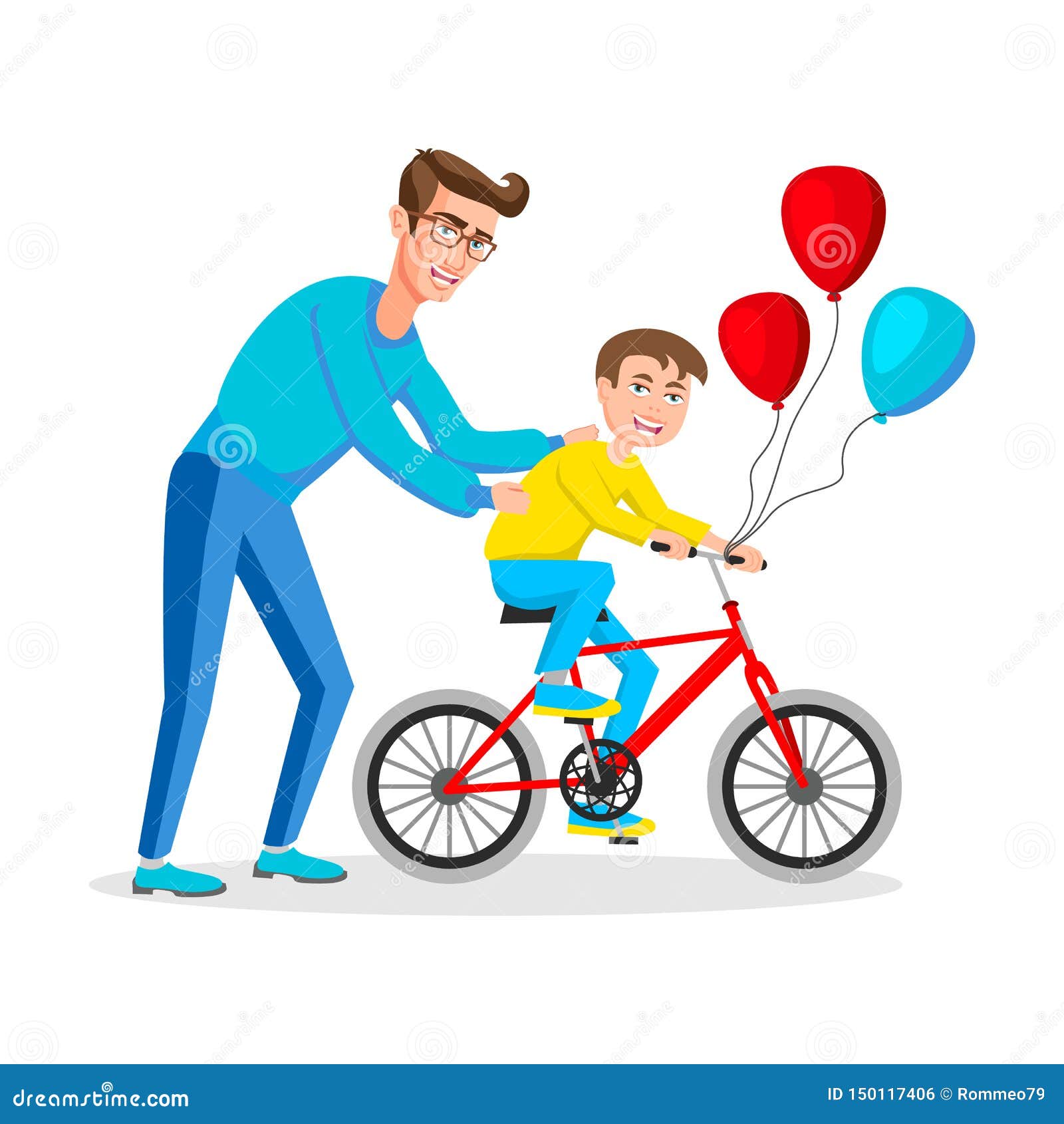 Download The Father Teaches His Son To Ride A Bicycle. Parenting ...