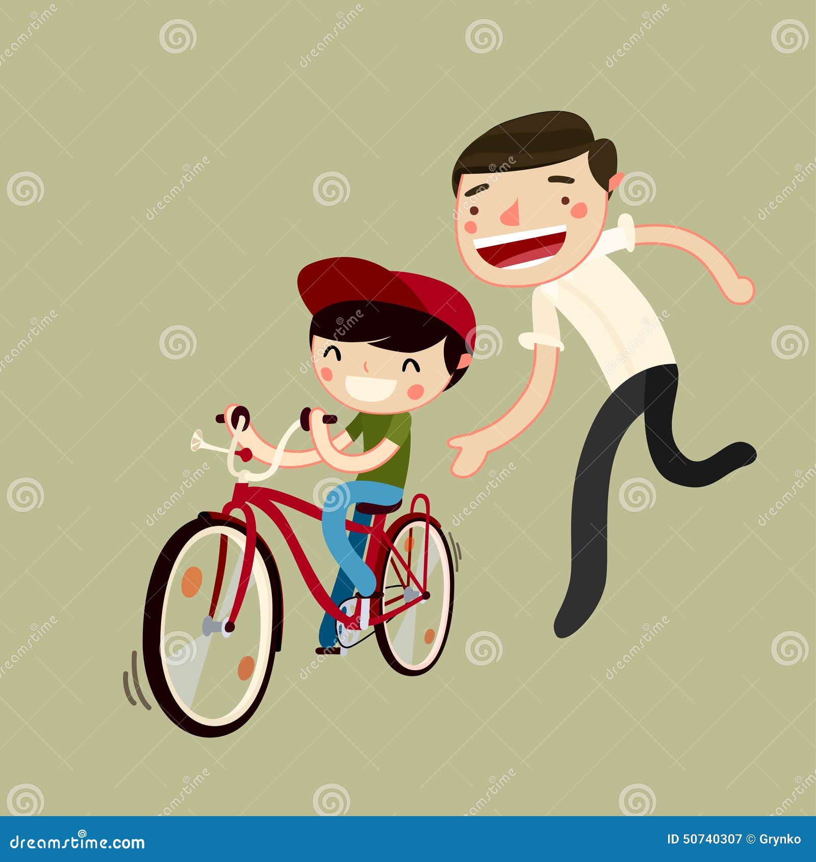 Download Father Teaches Son To Ride A Bike Stock Vector ...