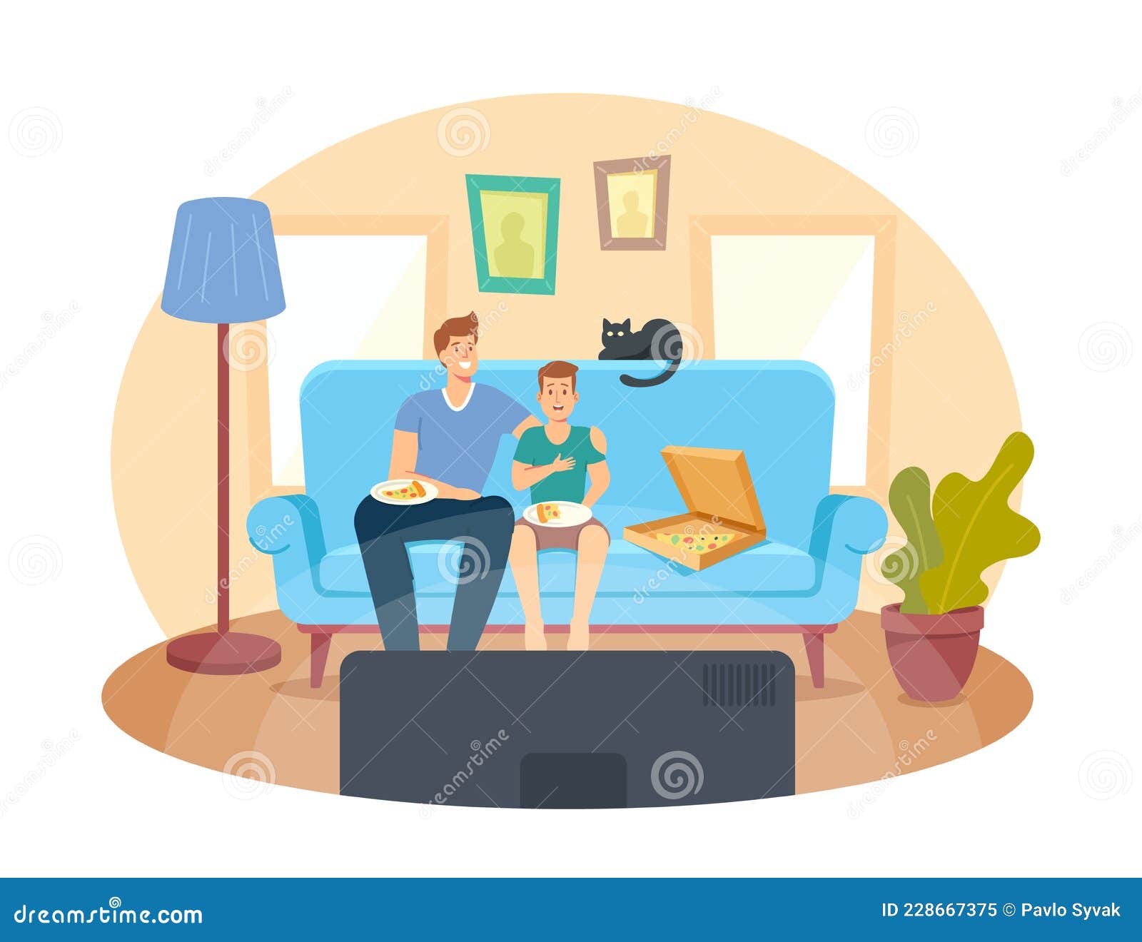 couch and tv clipart kids