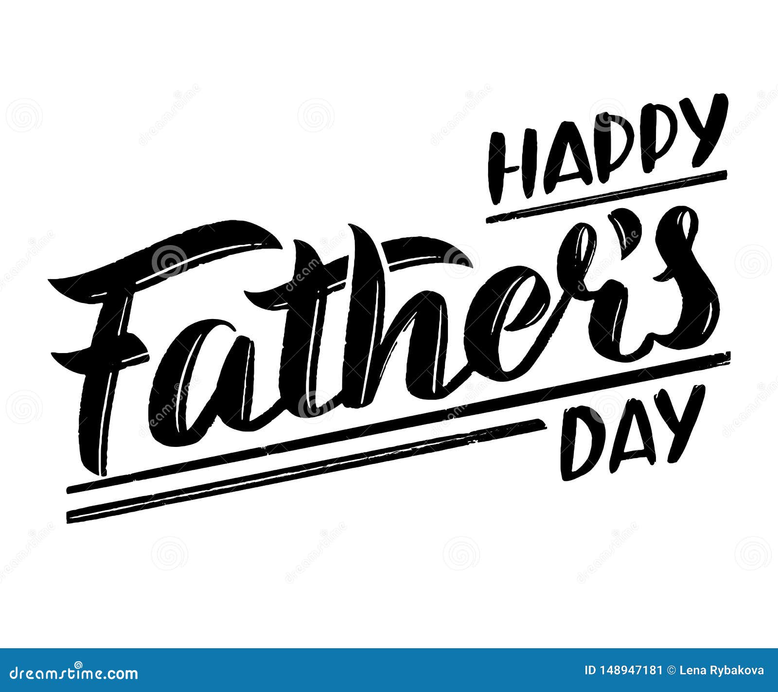 Fathers Day Calligraphy In Black And White Stock Vector Illustration Of Fathers Title