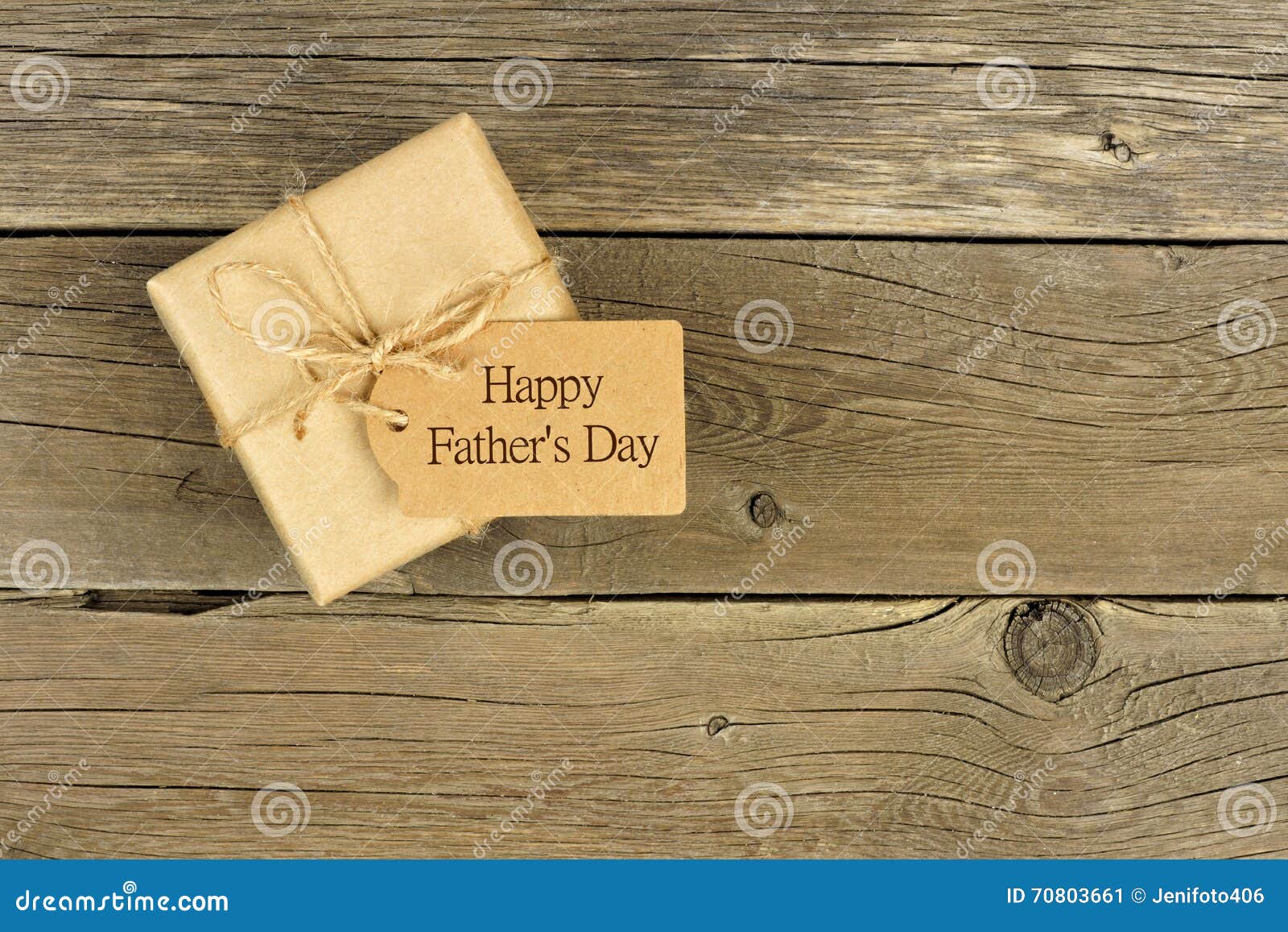 Fathers Day Gift Box With Tag On Rustic Wood Stock Image Image of