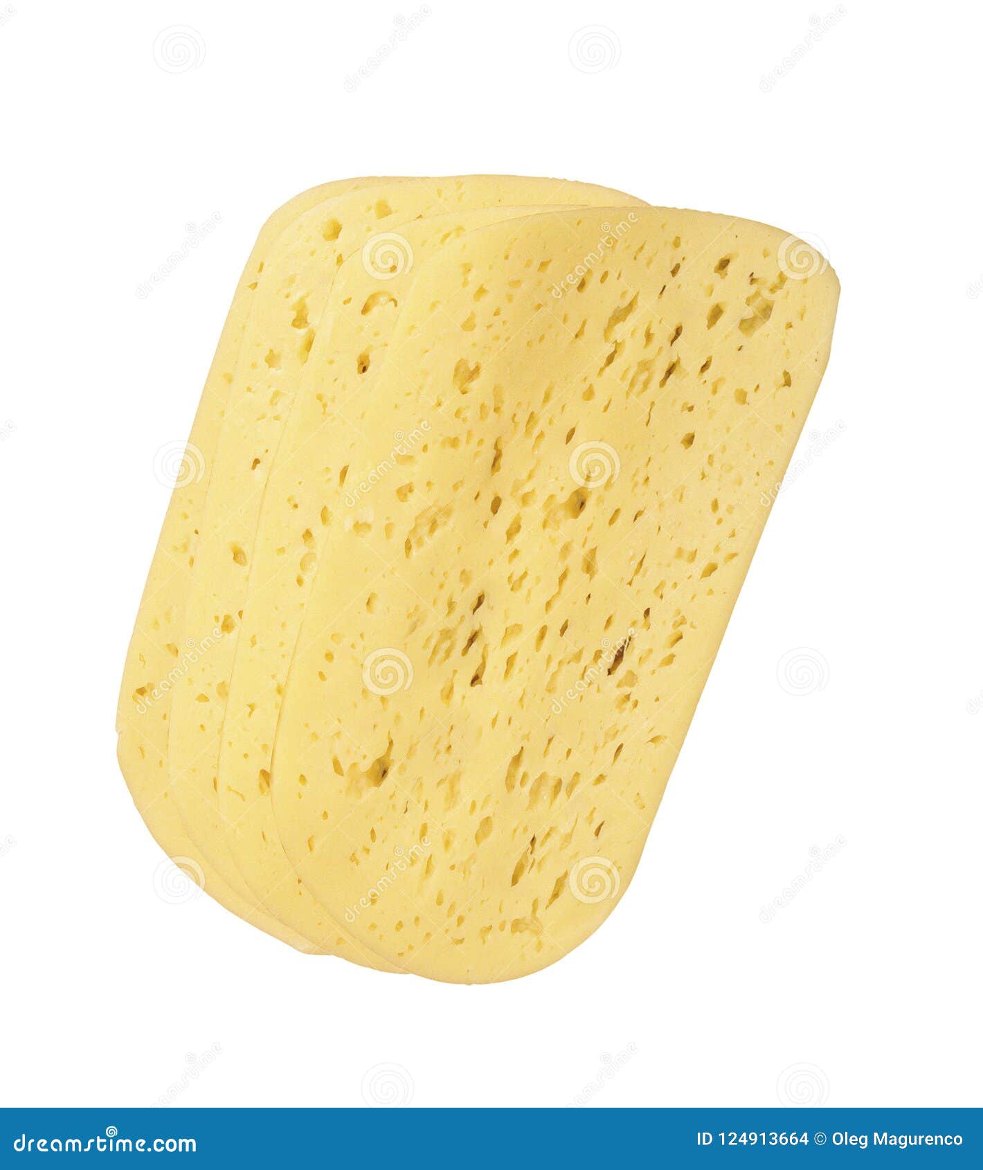 Fatias finas de queijo suíço isoladas no fundo branco