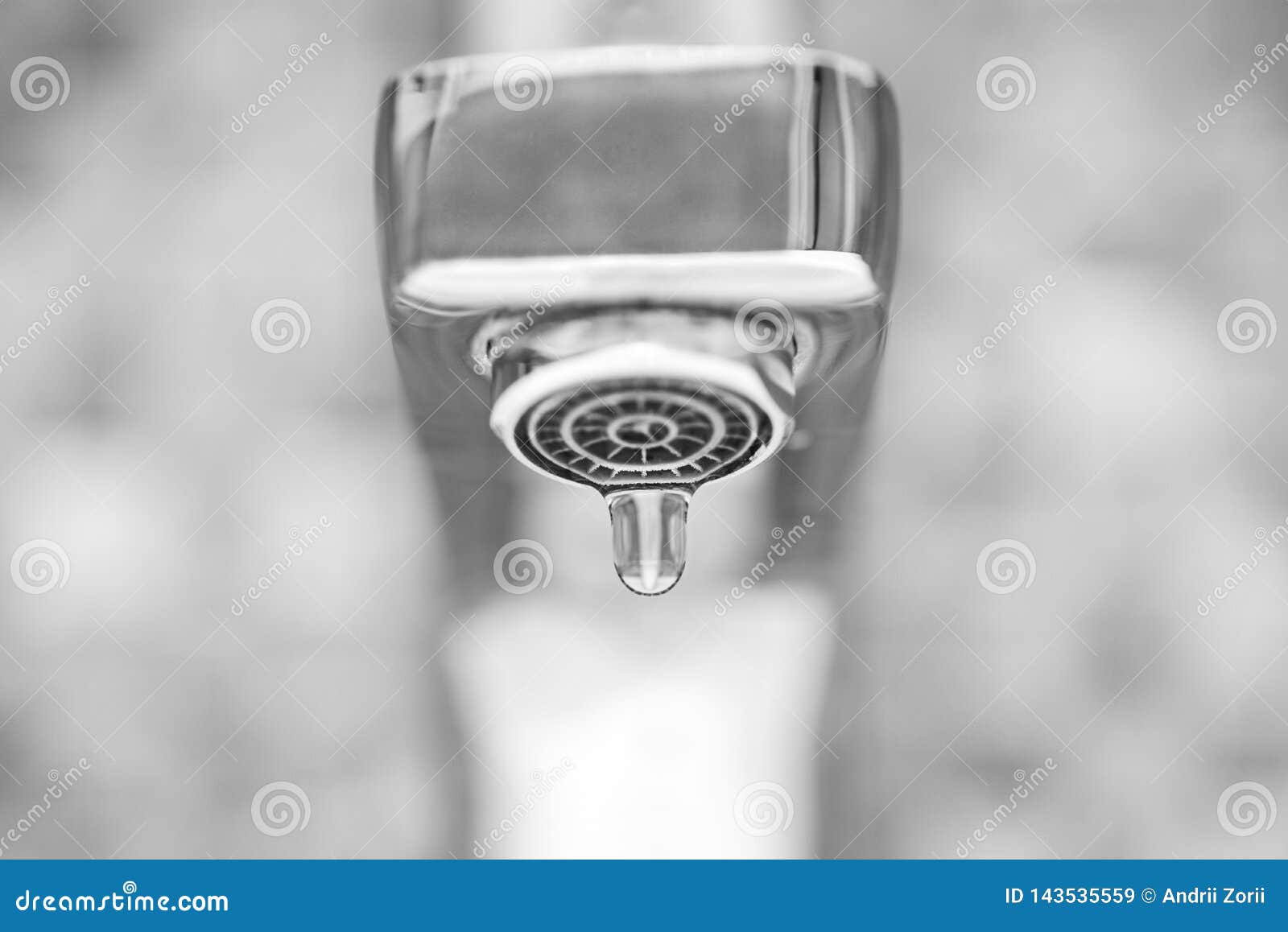 Faucet With Dripping Water Tap Closeup With Dripping Water Drop