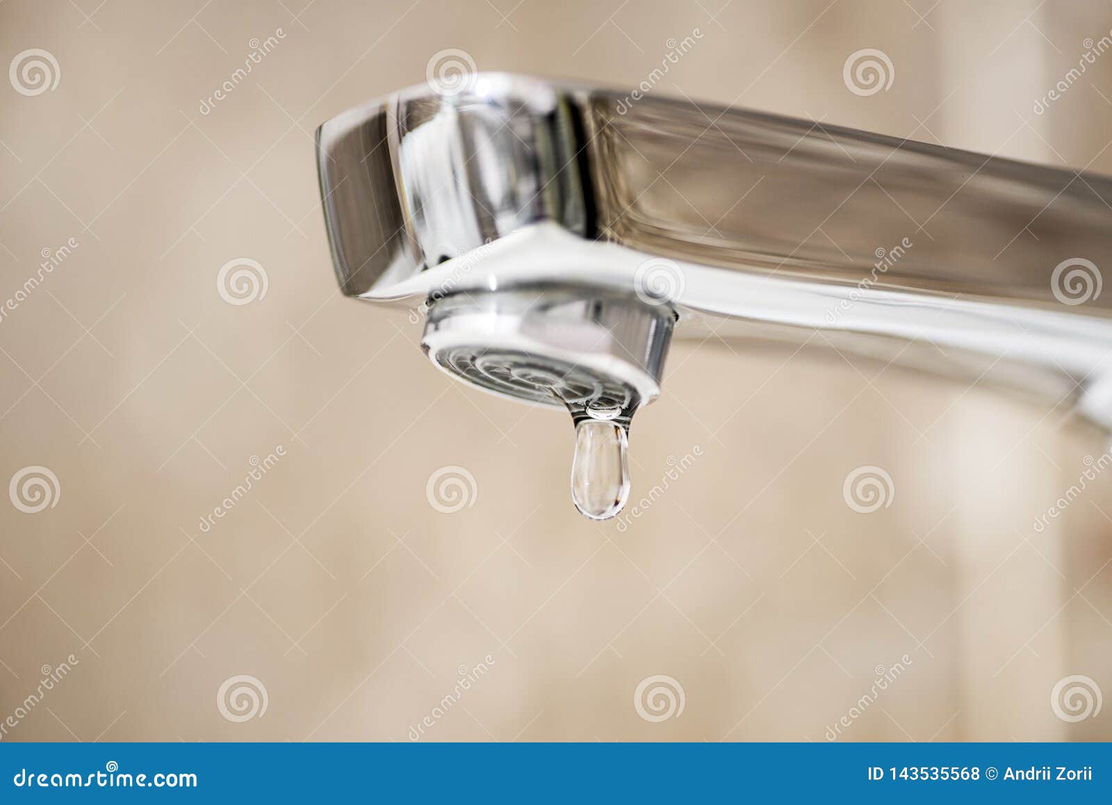 Faucet With Dripping Water Tap Closeup With Dripping Water Drop