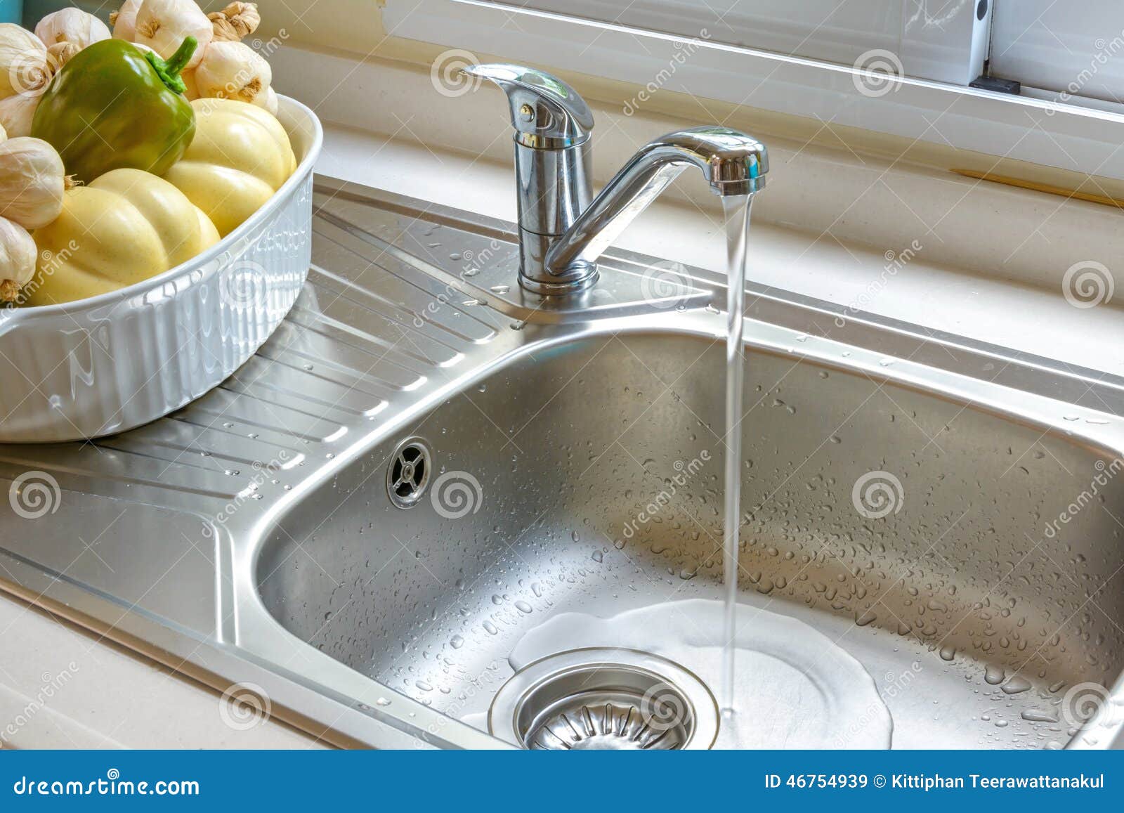 Faucet with a Flowing Water Stock Image Image of vegetable, closeup