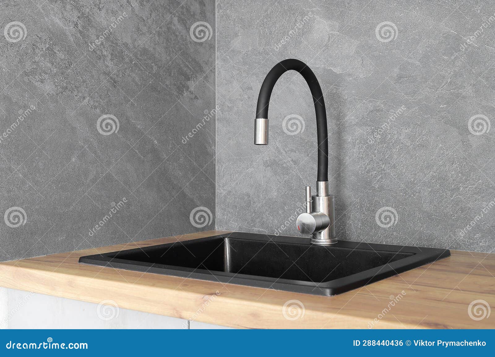 Faucet with Granite Sink in the Kitchen Stock Photo Image of water