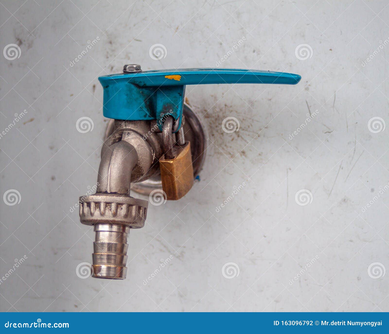 Faucet Mounting With Wall Outdoor Building Key Lock Stock Photo