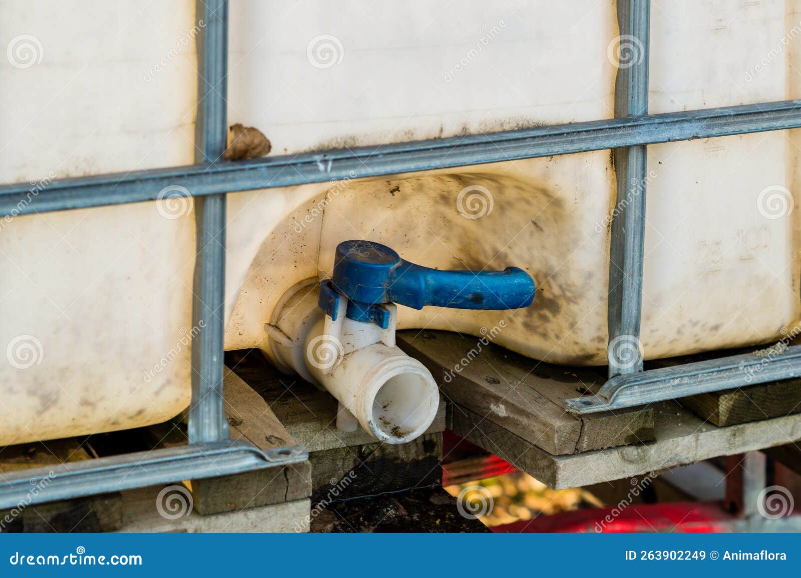 Faucet of a PVC barrel stock image. Image of hose, glass 263902249