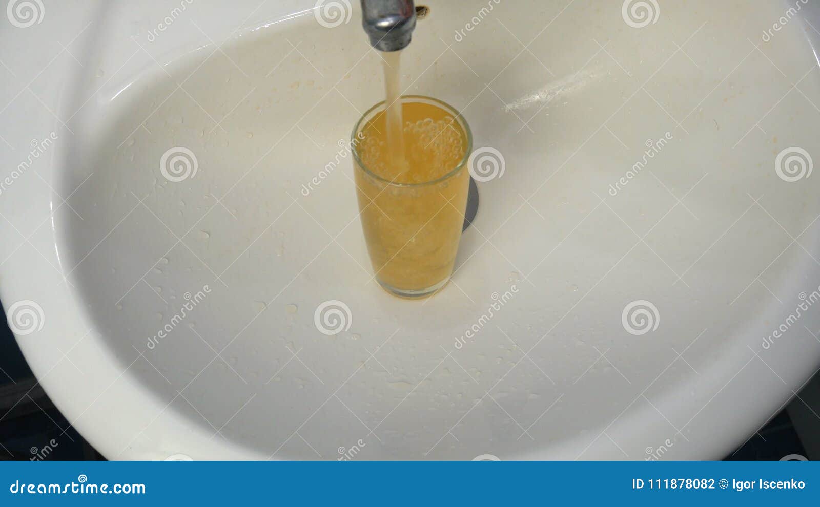 Faucet Water Runs In Sink Starts Out Dirty Rusty Golden Brown