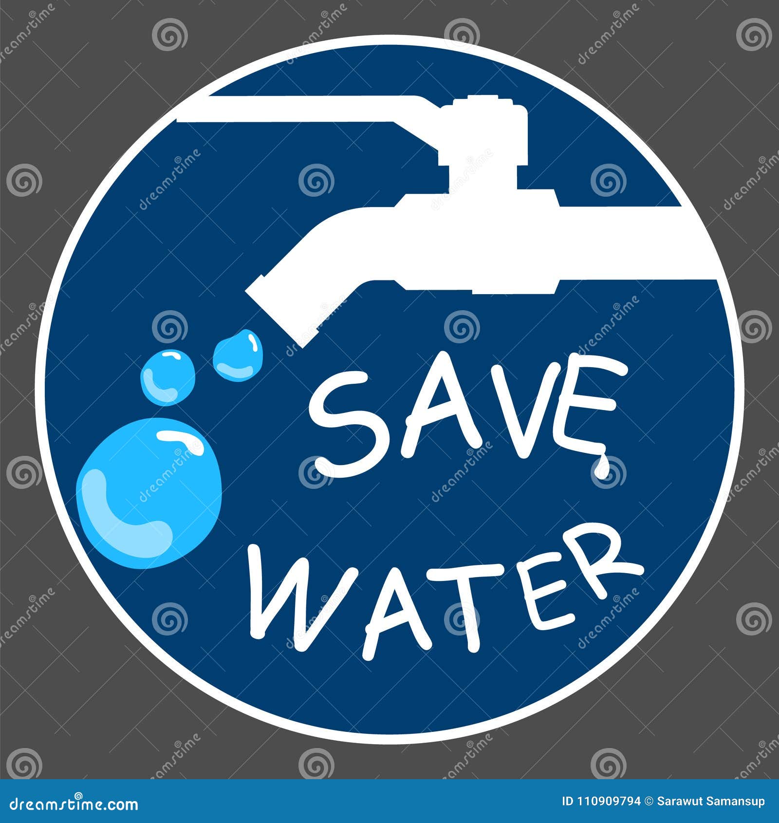 Faucets Saving Water Concept Logo Circle Flat Stock Vector