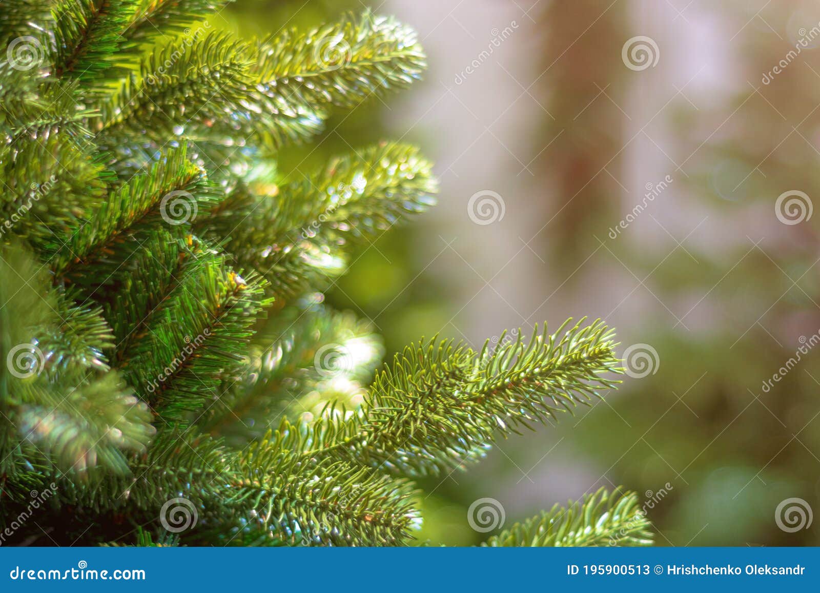 Faux Christmas Tree. Green Fluffy Christmas Tree Branches Stock Image