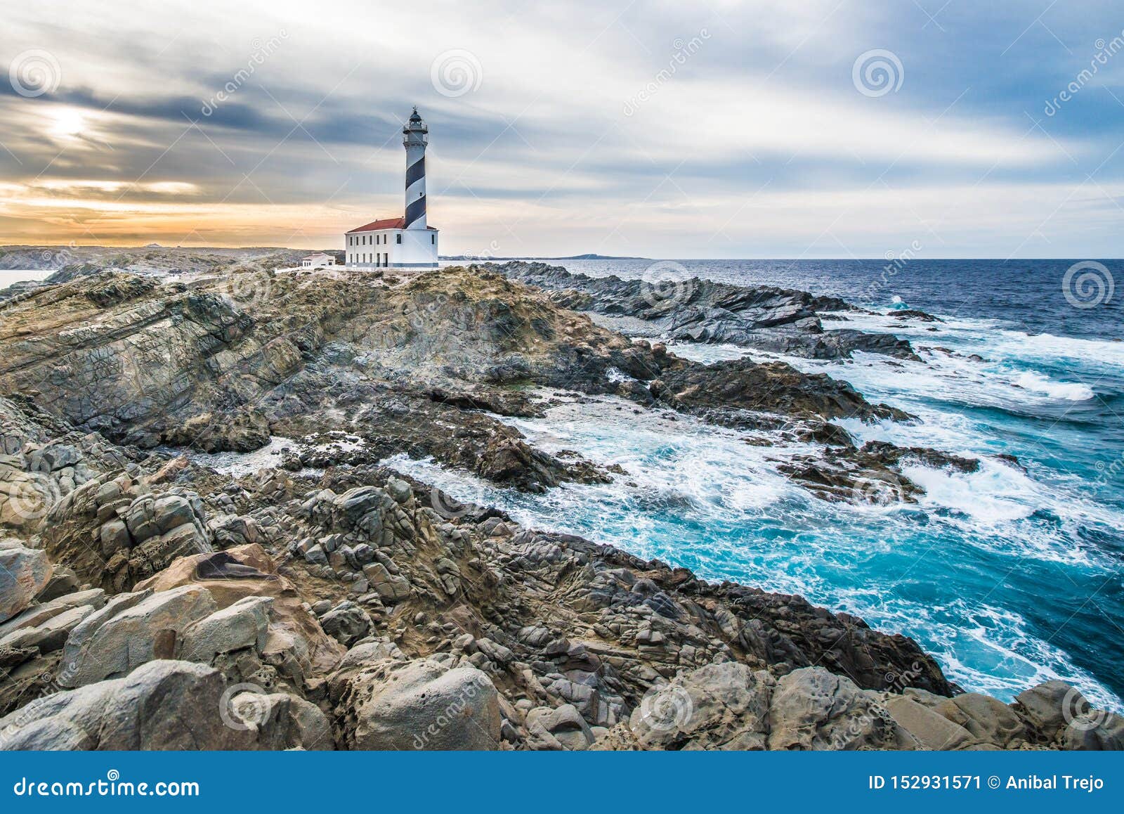 favaritx lighthouse in minorca, spain