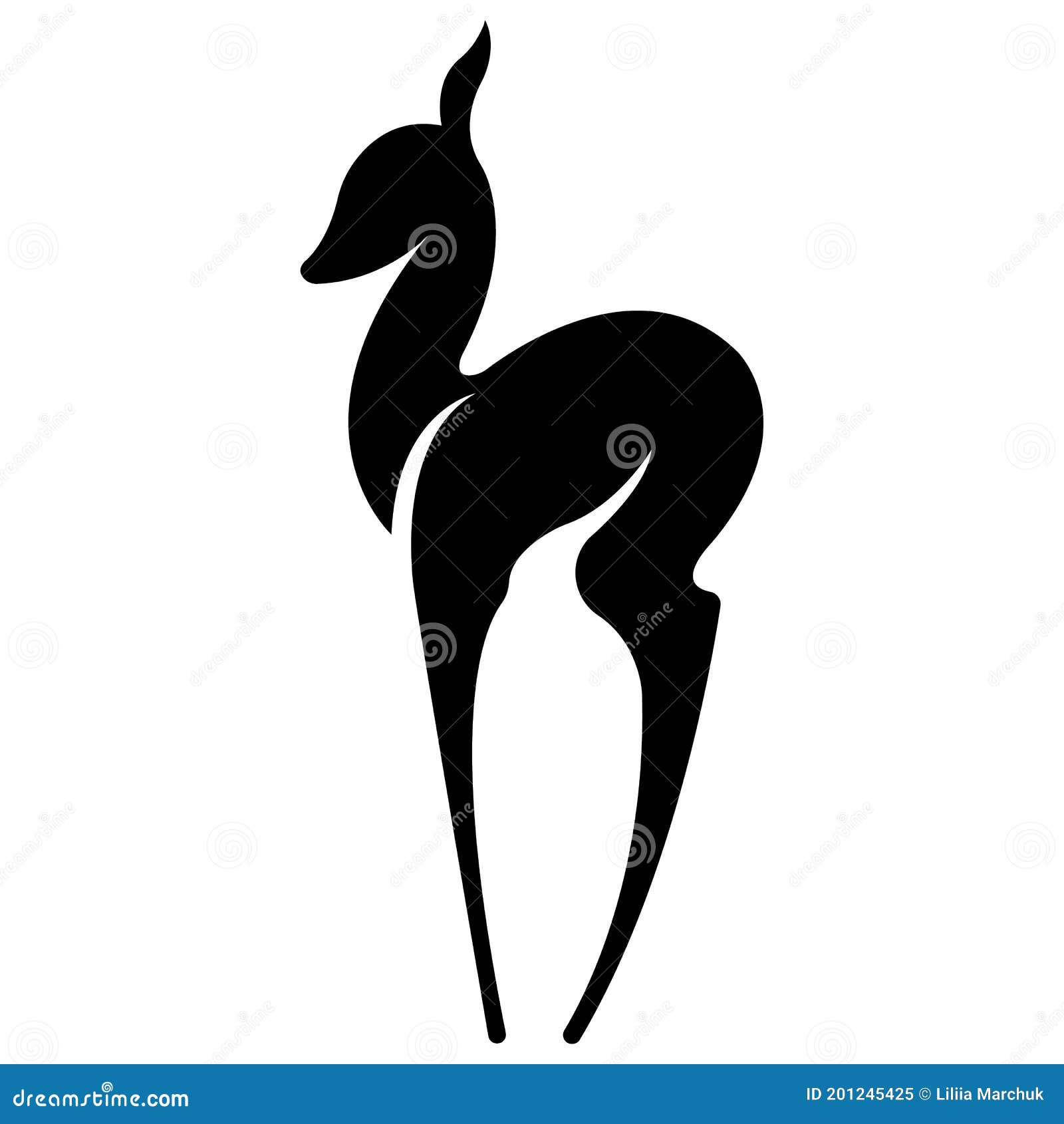 The Fawn is Drawn in Black in a Flat Style. Design Can Be Used for