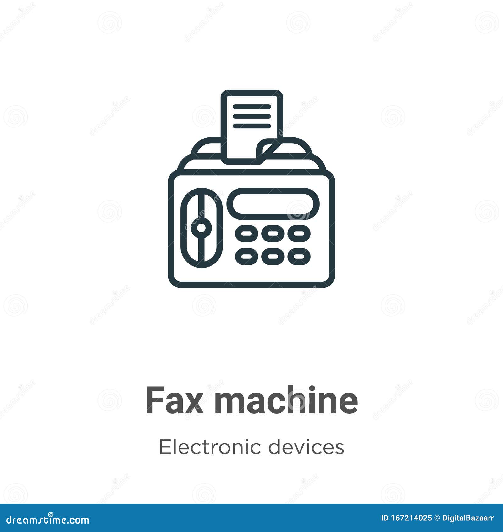 Fax Machine Outline Vector Icon 细线黑色传真机图标 可编辑的平面矢量简单元素图示向量例证 插画包括有商业 数字式