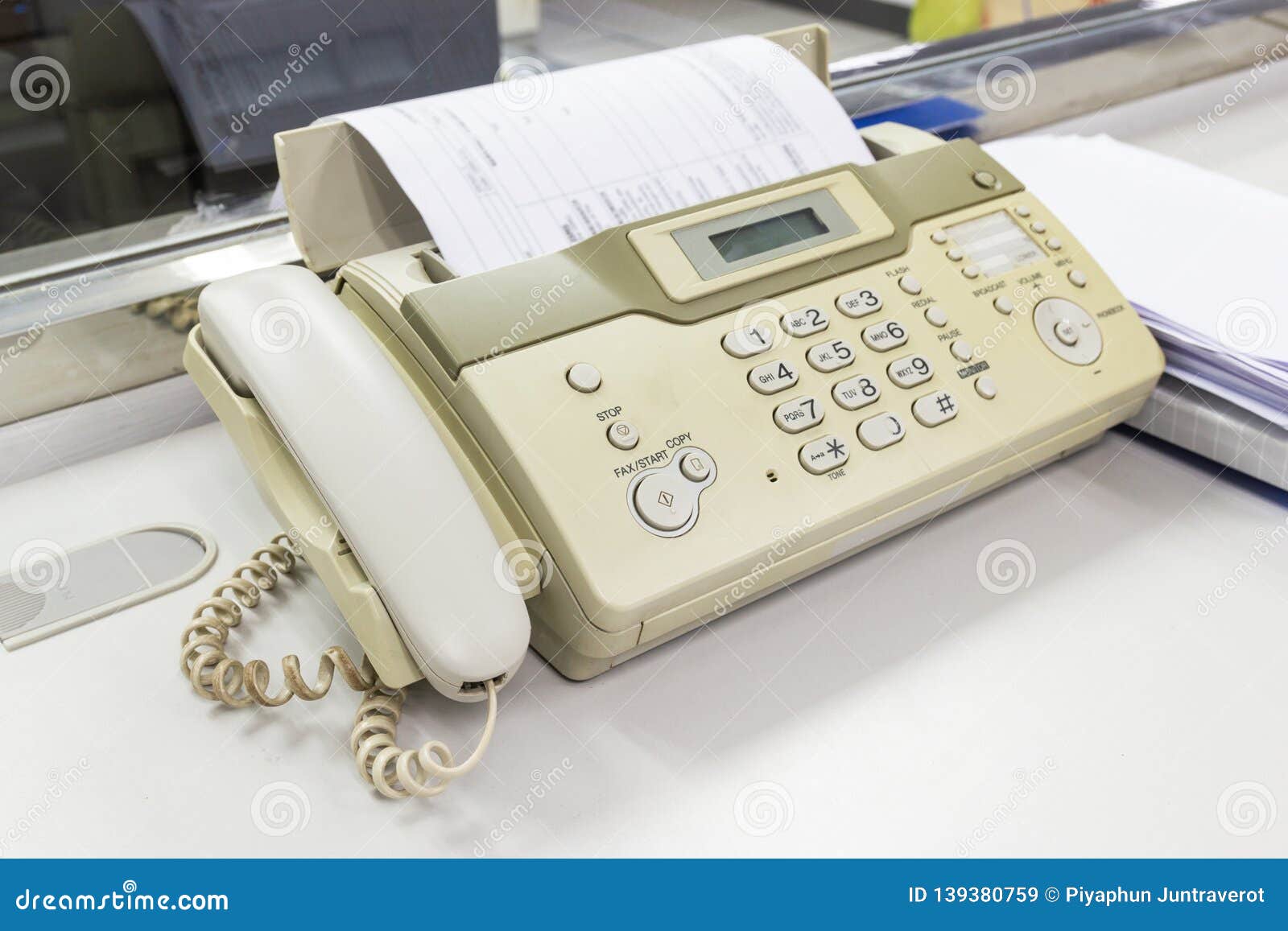 The Fax Machine for Sending Documents in the Office Stock Image Image