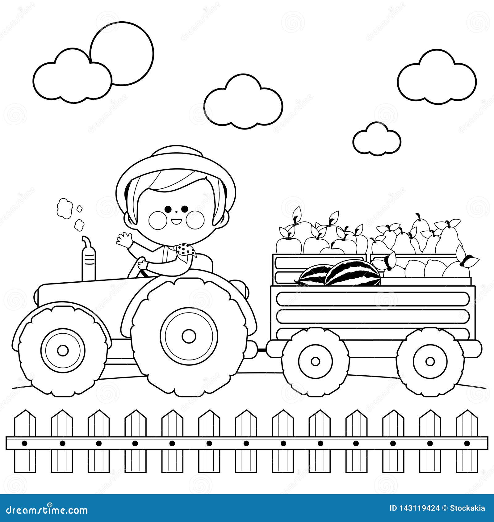 Desenhos animados de tractor para colorir livro