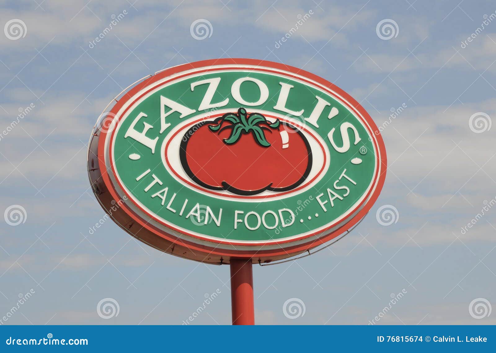 Fazoli's Italian restaurant fast food sign . Fazolis