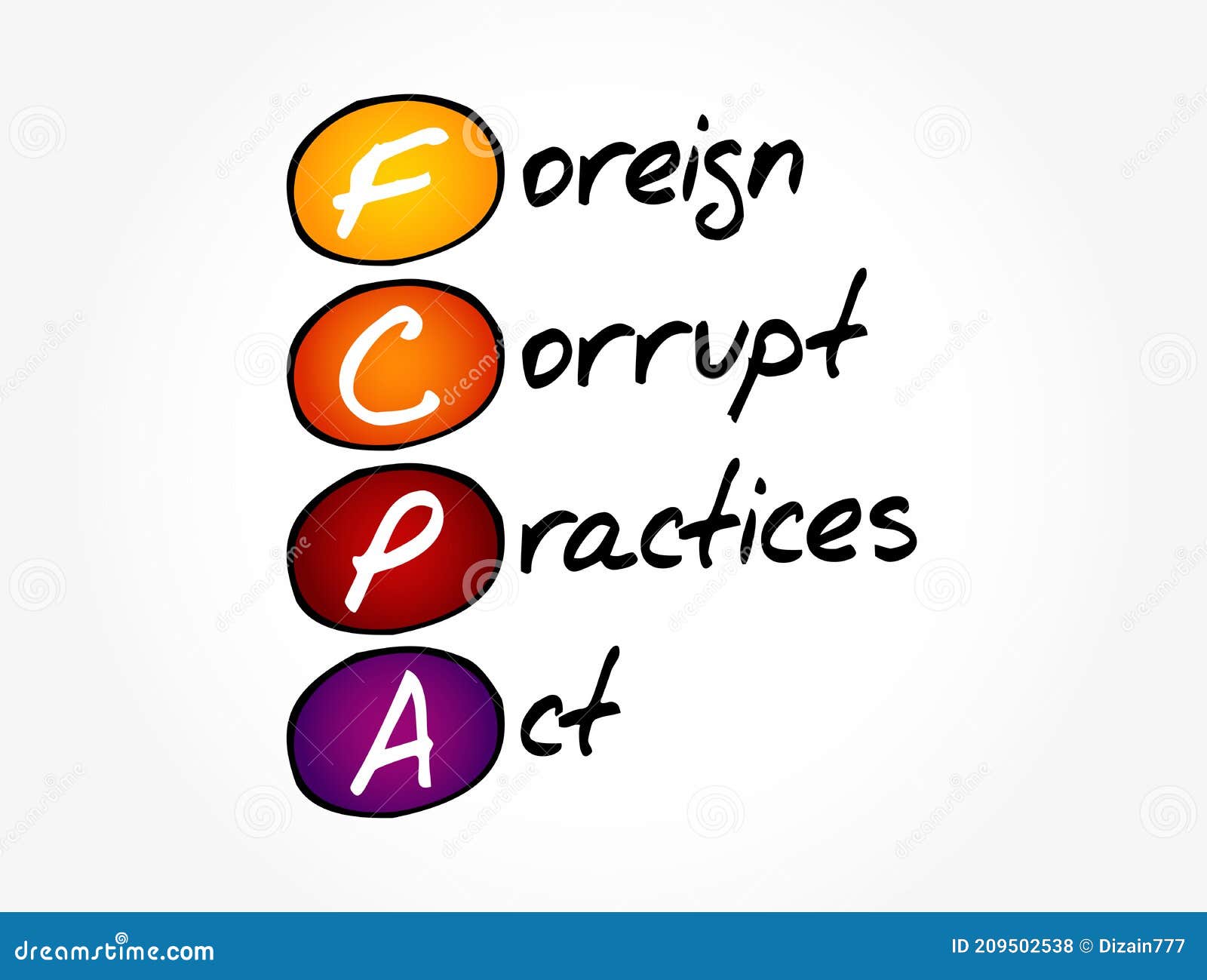 fcpa - foreign corrupt practices act acronym, business concept background